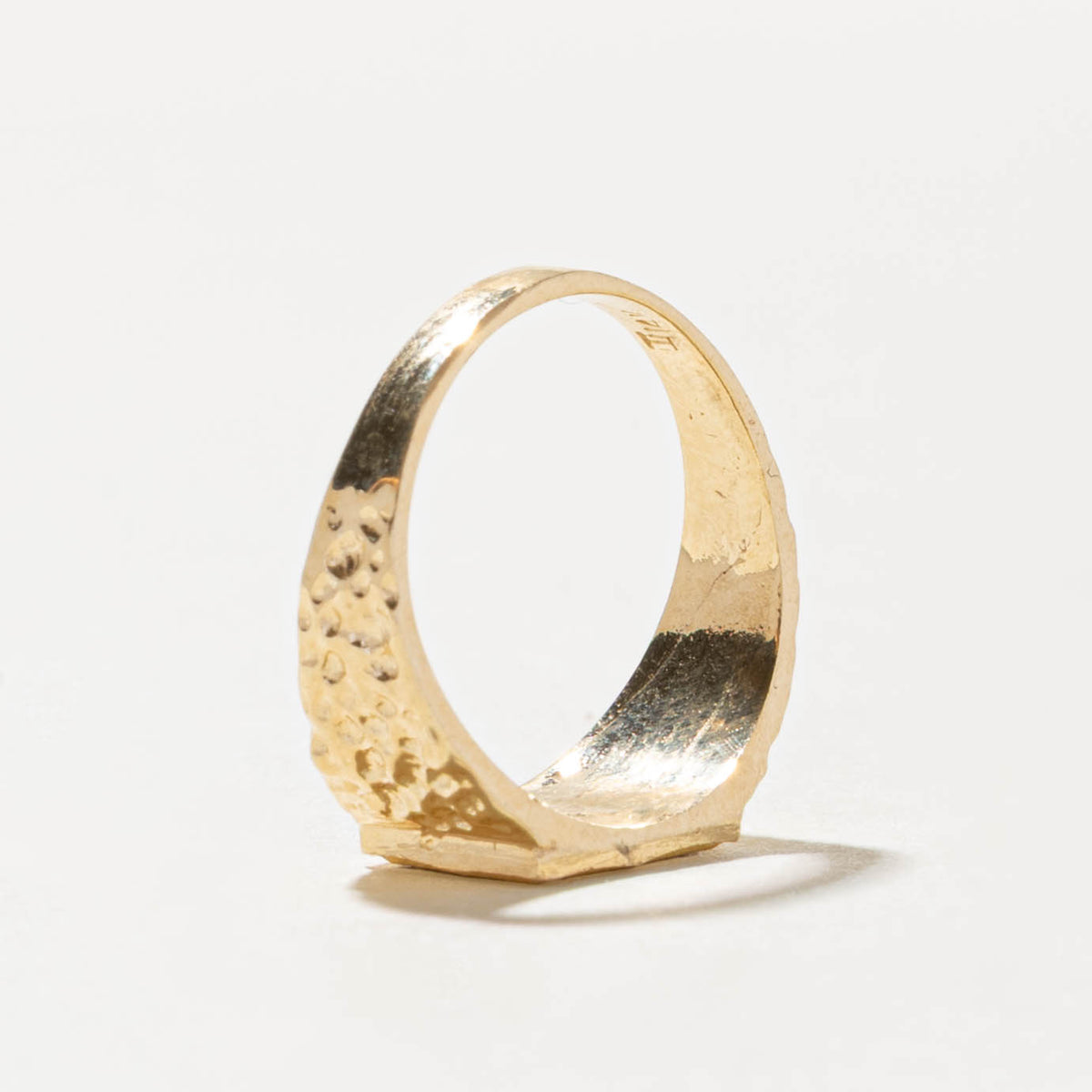 14k Yellow Gold Nuggety Matte Signet Ring | SZ 2.75
