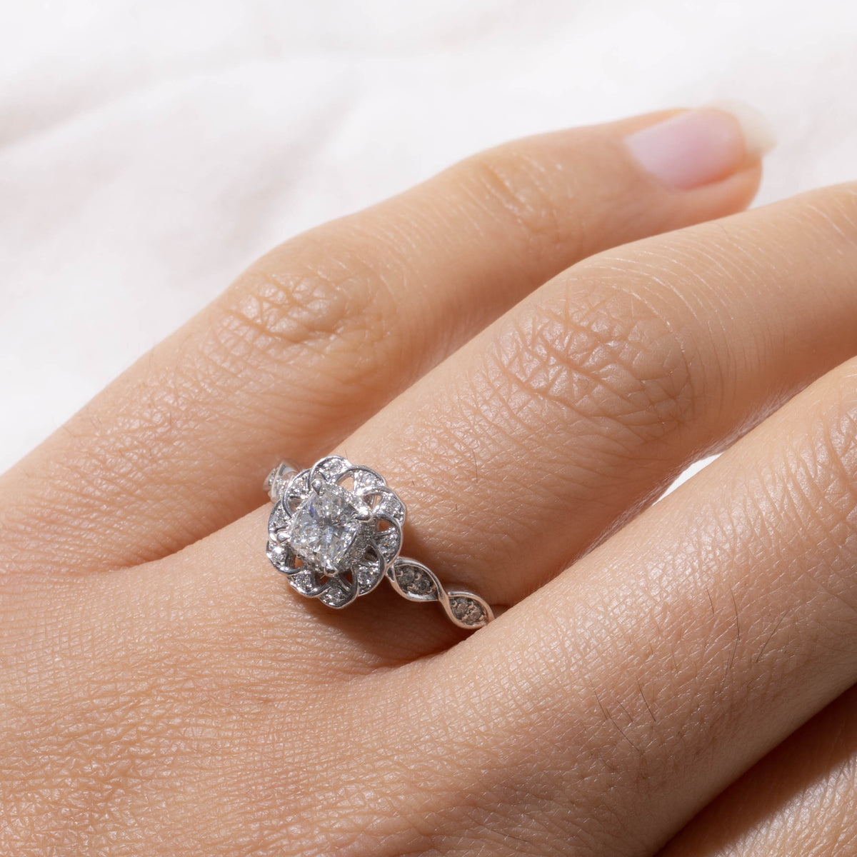 Canadian Diamond Floral Halo Ring | 0.50ct SI1 H, 0.27ctw | SZ 6.75