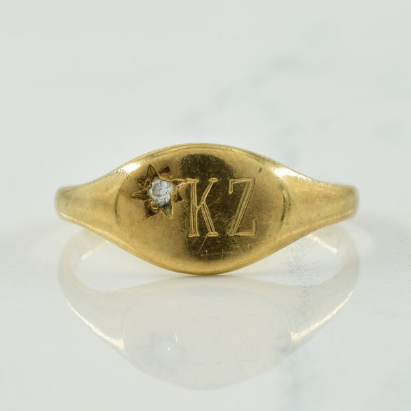 'KZ' Diamond Signet Ring | 0.02ct | SZ 6.75 |