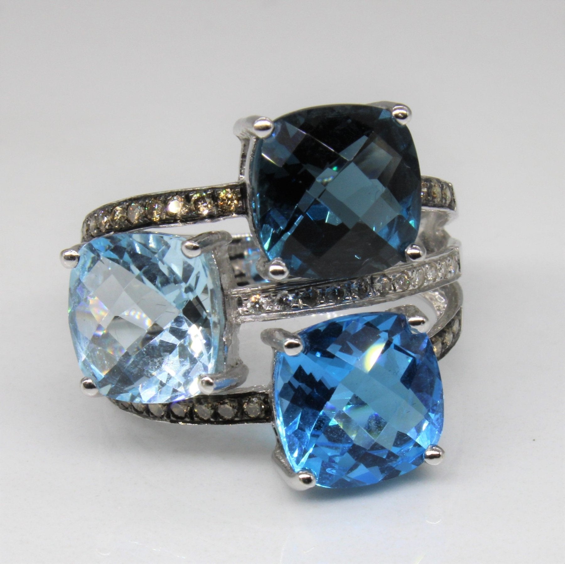 'Le Vian' Blue Topaz & Diamond Ring | 9.49ctw, 0.21ctw | SZ 7 | - 100 Ways