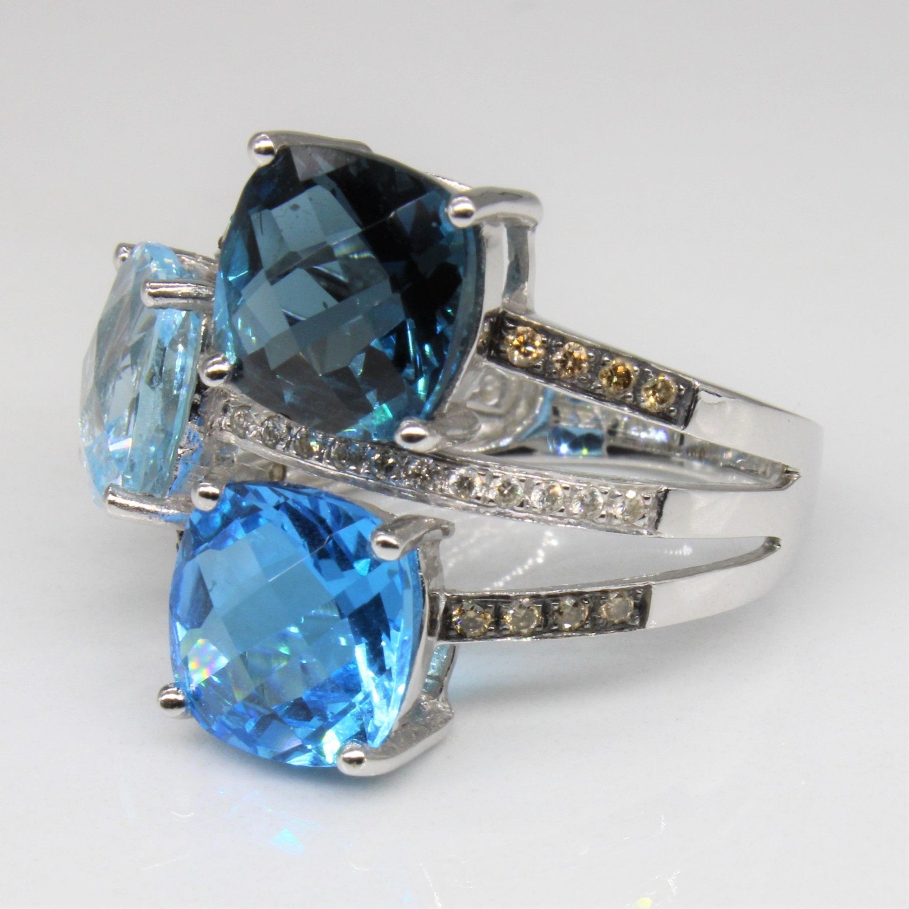 'Le Vian' Blue Topaz & Diamond Ring | 9.49ctw, 0.21ctw | SZ 7 | - 100 Ways