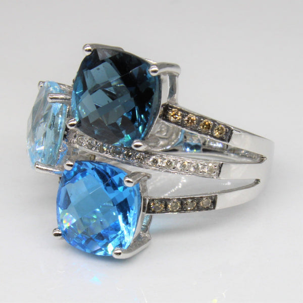 'Le Vian' Blue Topaz & Diamond Ring | 9.49ctw, 0.21ctw | SZ 7 |