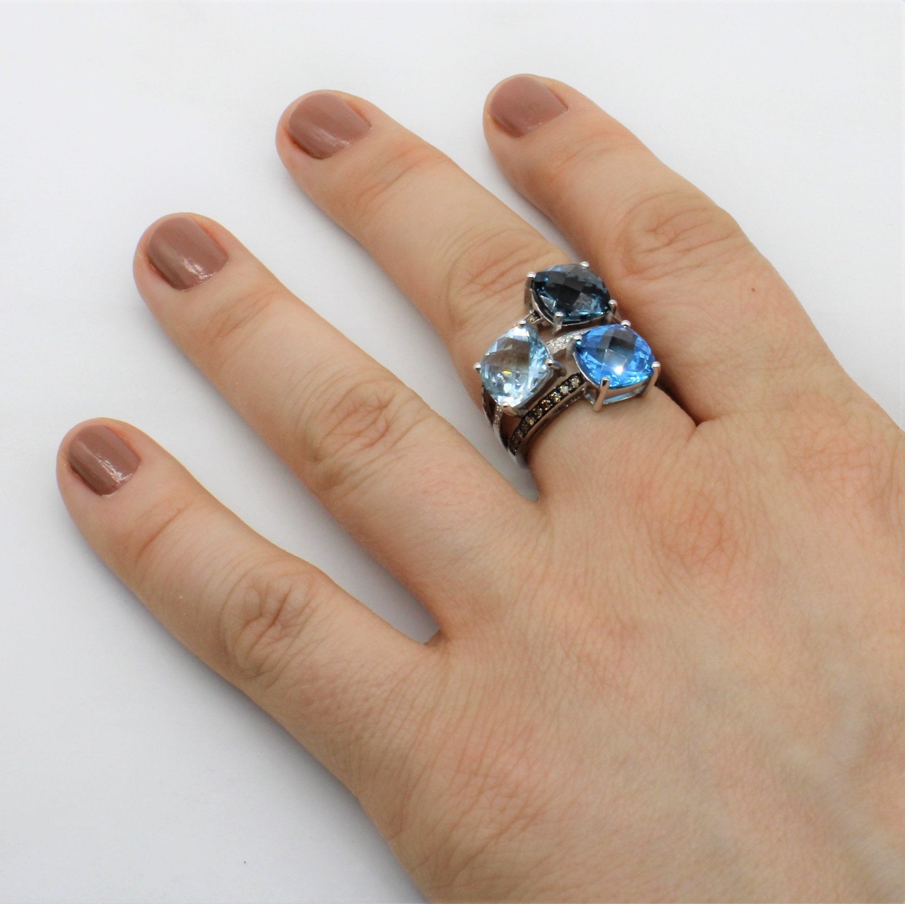 'Le Vian' Blue Topaz & Diamond Ring | 9.49ctw, 0.21ctw | SZ 7 | - 100 Ways