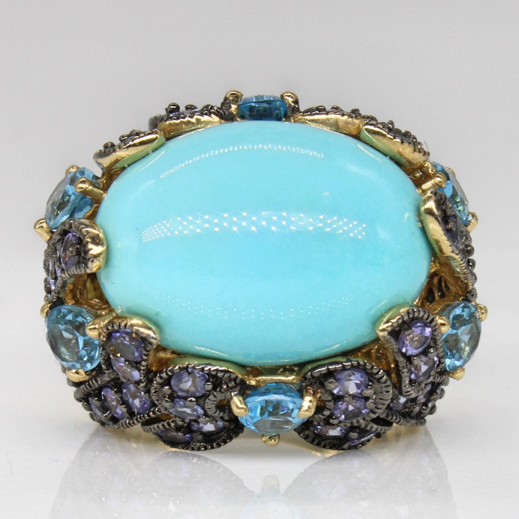 'Le Vian' Persian Turquoise Cocktail Ring | 15.23ctw | SZ 5 | - 100 Ways