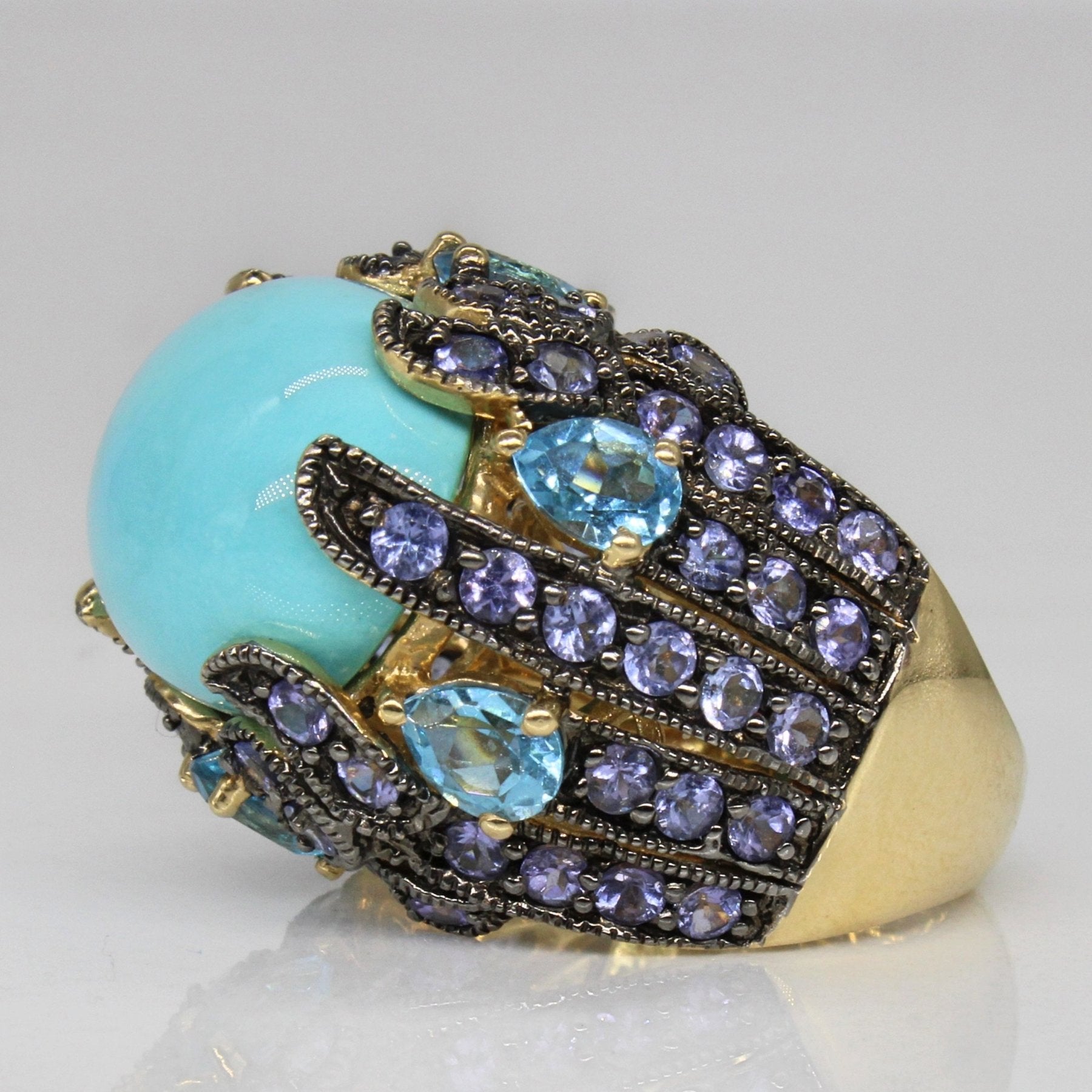 'Le Vian' Persian Turquoise Cocktail Ring | 15.23ctw | SZ 5 | - 100 Ways