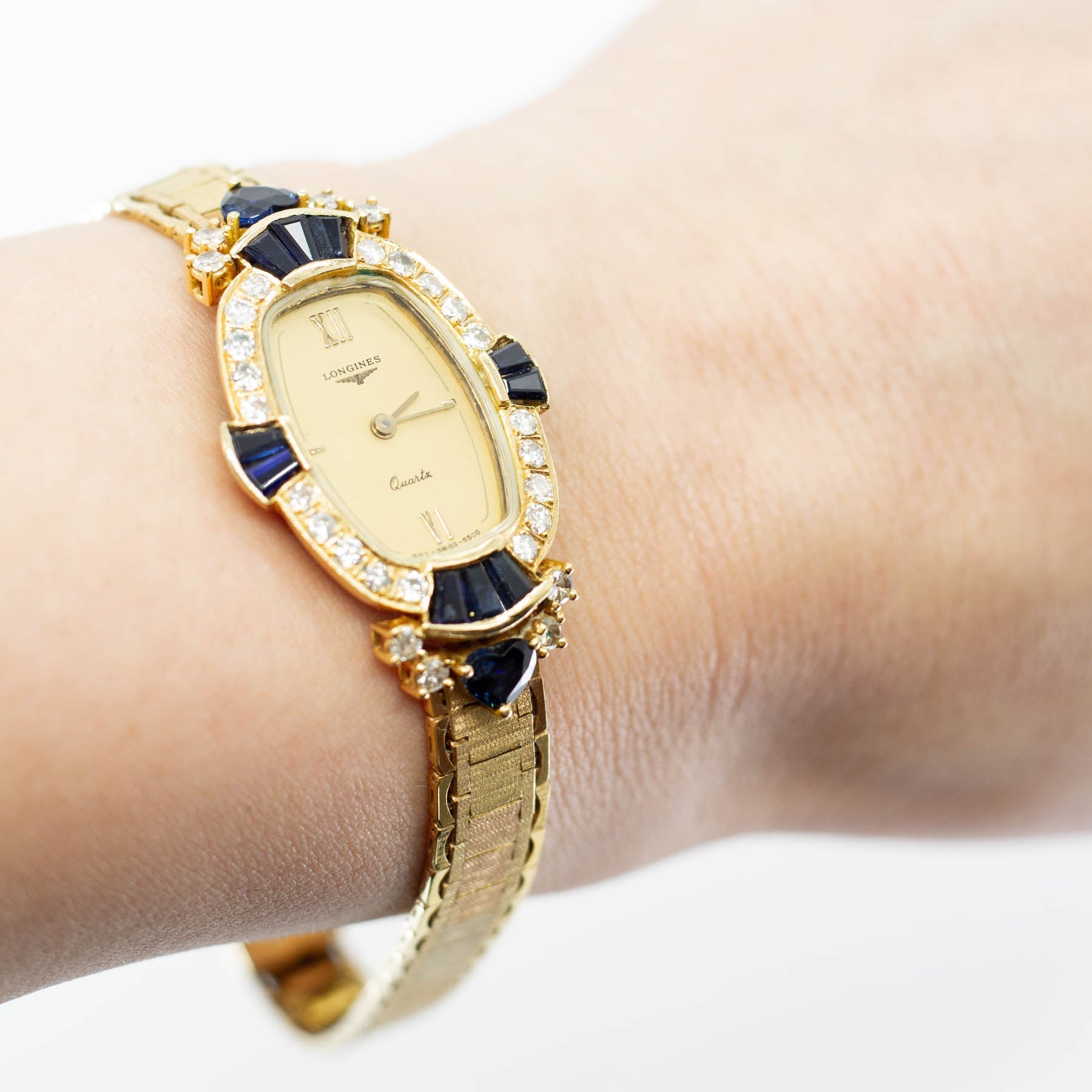 'Longines' Vintage 18k Sapphire and Diamond Watch | 2.00 ctw, 0.60 ctw | 7.5" - 100 Ways