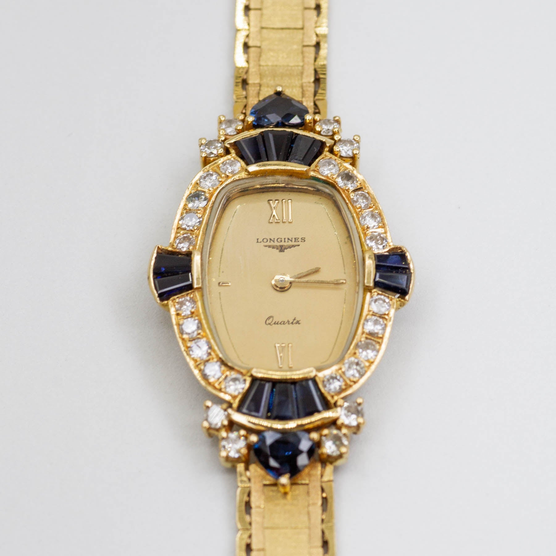 'Longines' Vintage 18k Sapphire and Diamond Watch | 2.00 ctw, 0.60 ctw | 7.5" - 100 Ways