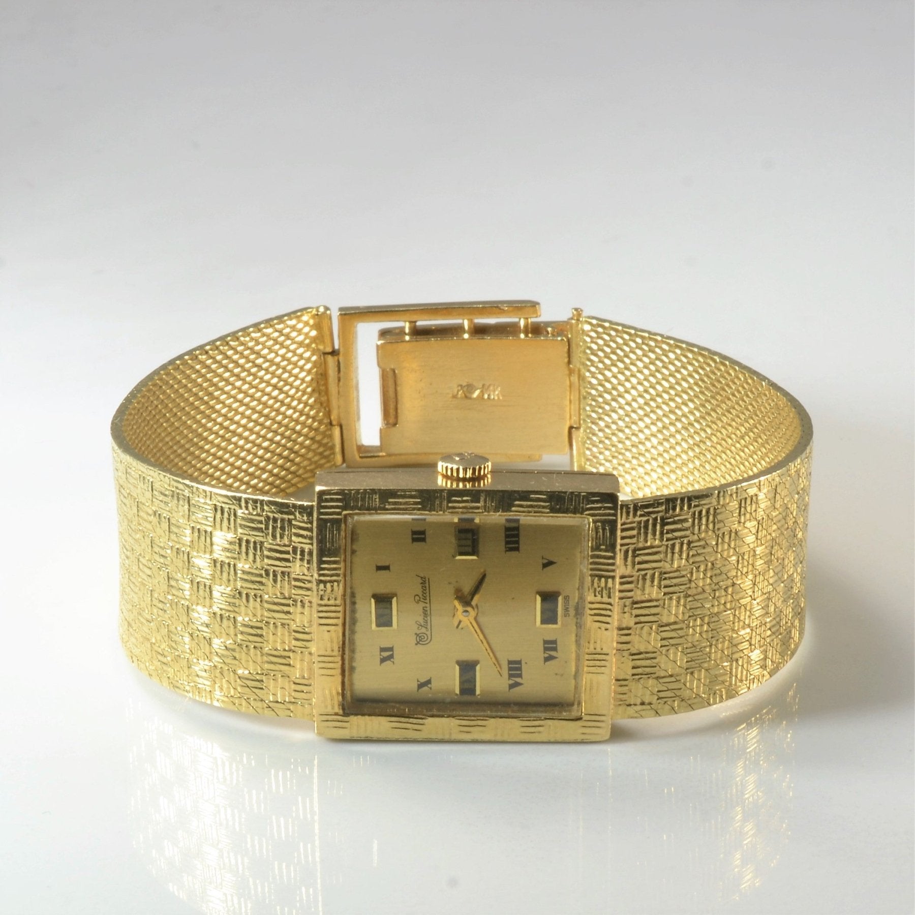 'Lucien Piccard' Square Dial Gold Watch | 7" | - 100 Ways