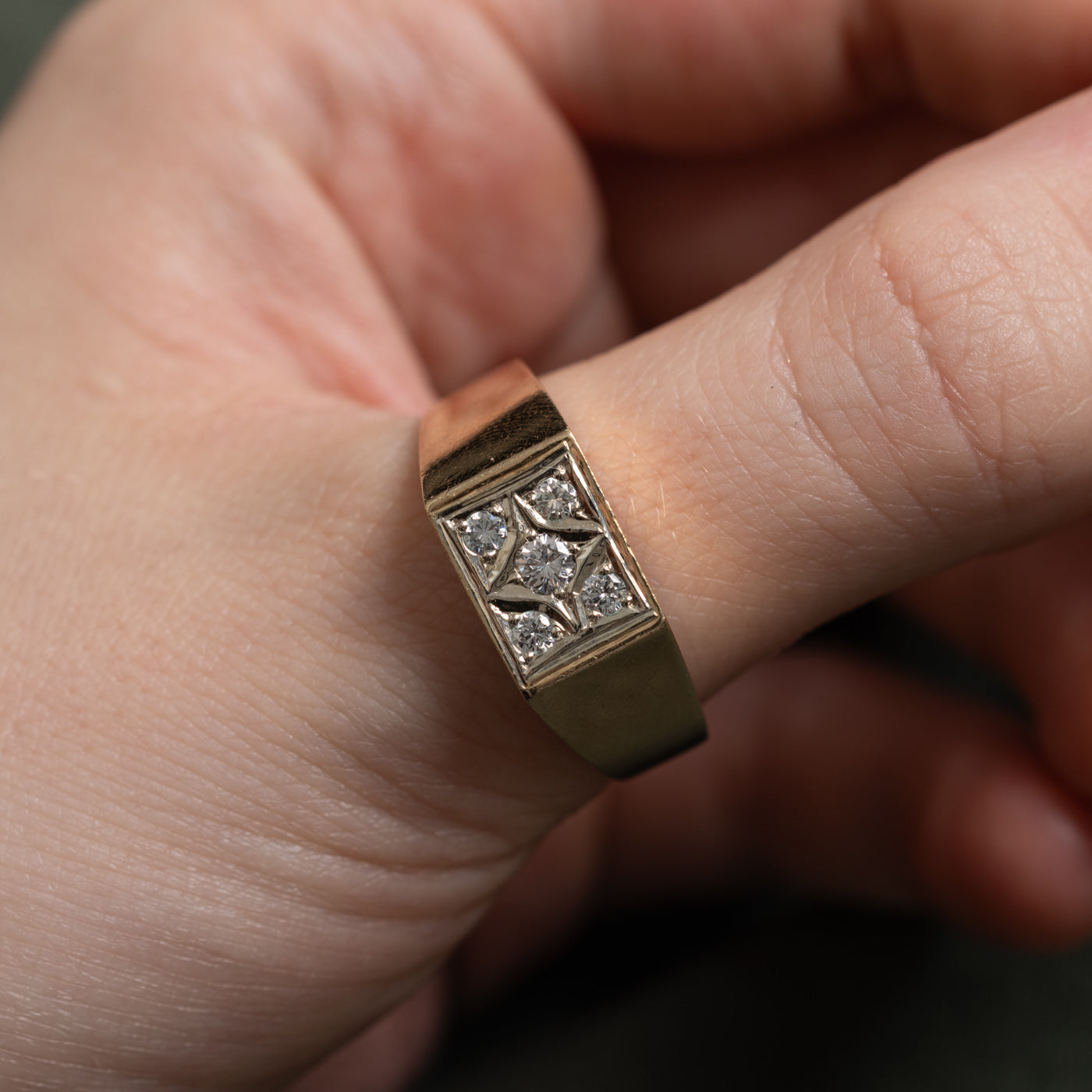 Diamond Star Signet Ring | 0.32ctw | SZ 12