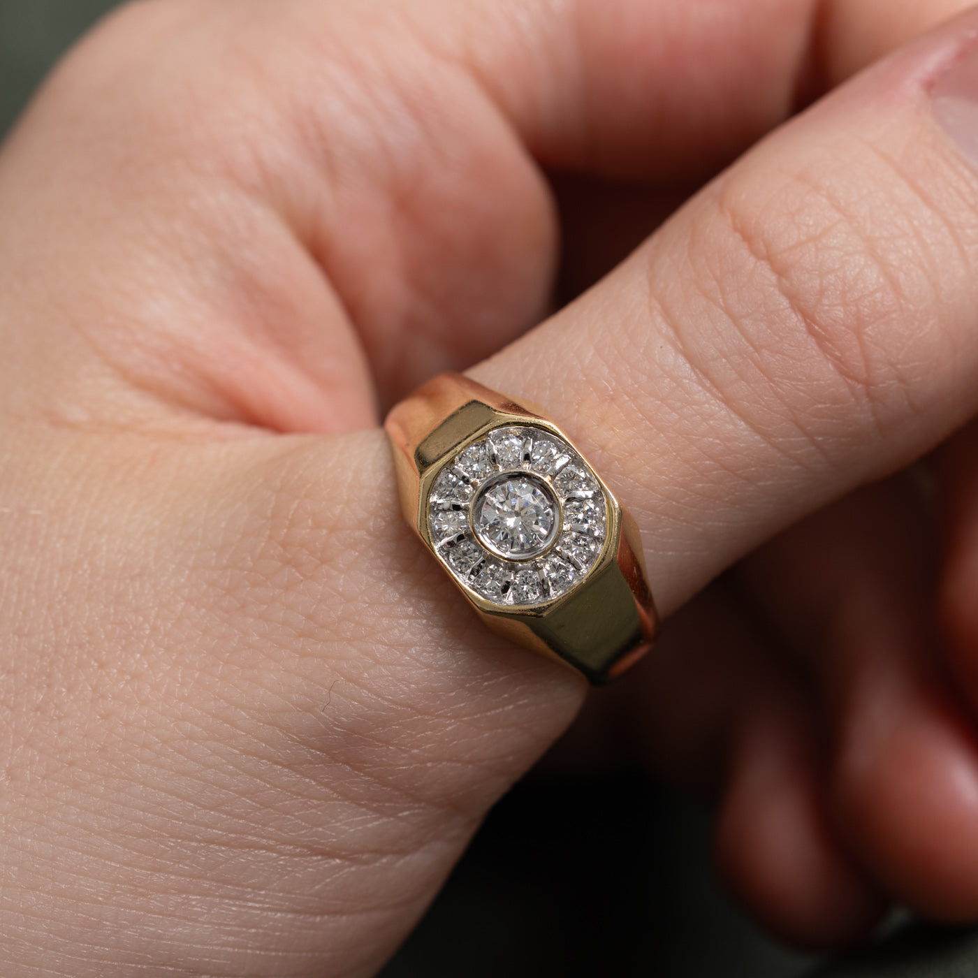 Diamond Halo Signet Ring | 0.38ctw | SZ 9.5