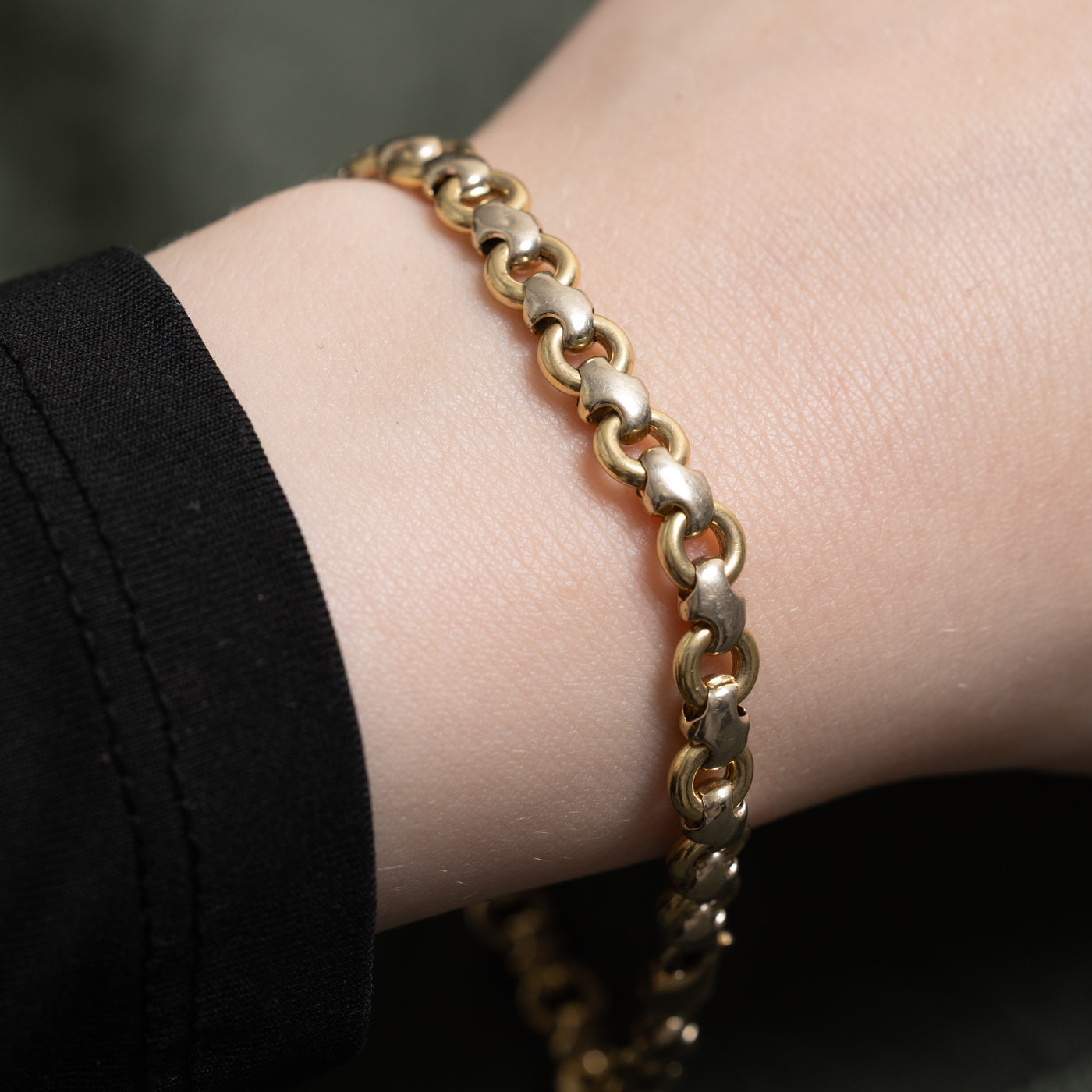 Italian Diamond Modified Rolo Chain Bracelet | 0.016ct | 8.5"