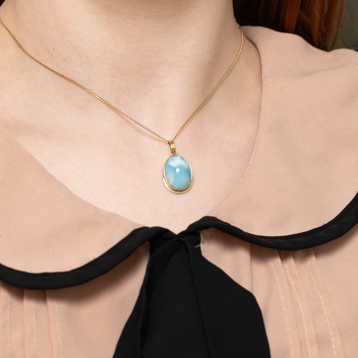 Bezel Set Larimar Pendant | 2.70ct