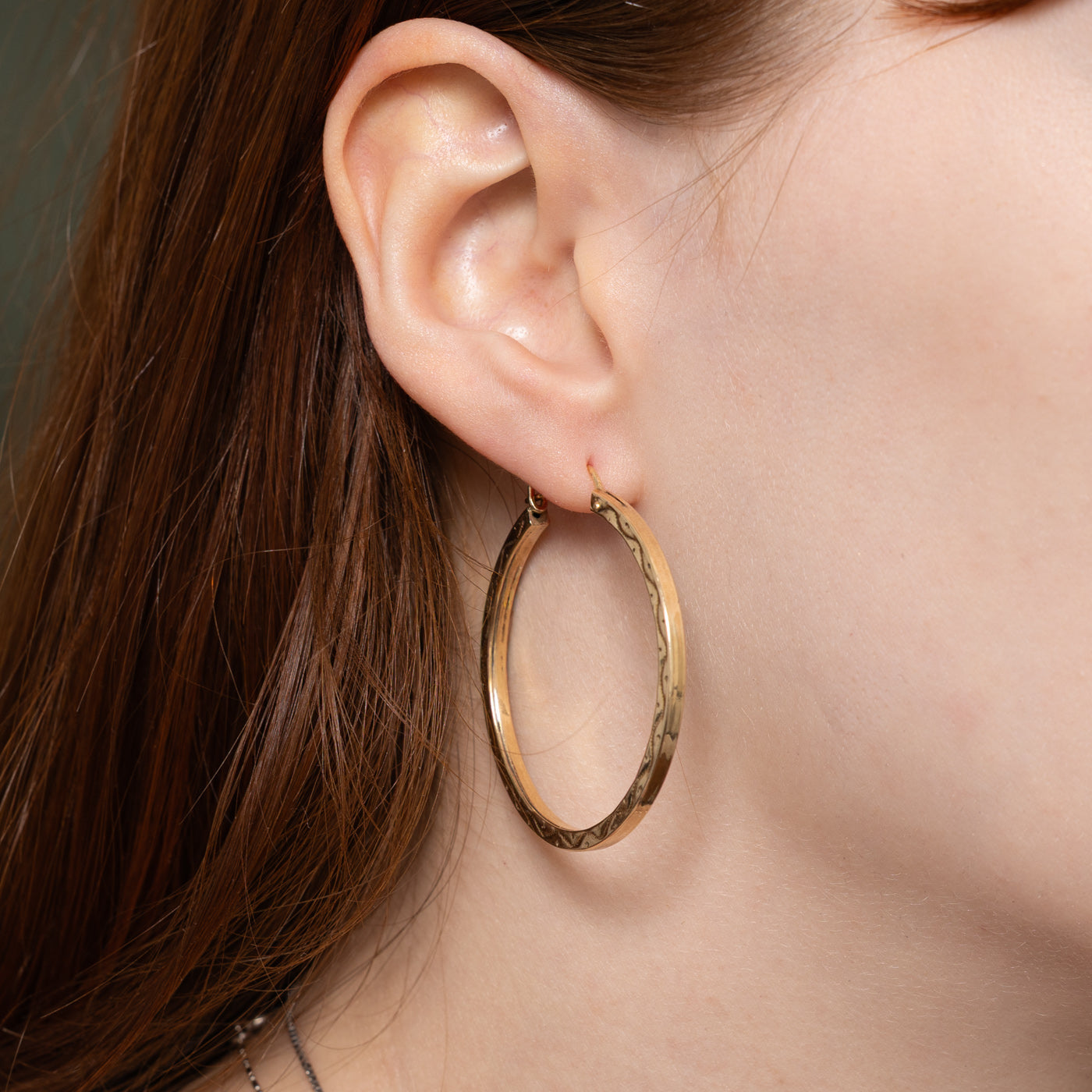 10k Yellow Gold Textured Hoop Earrings