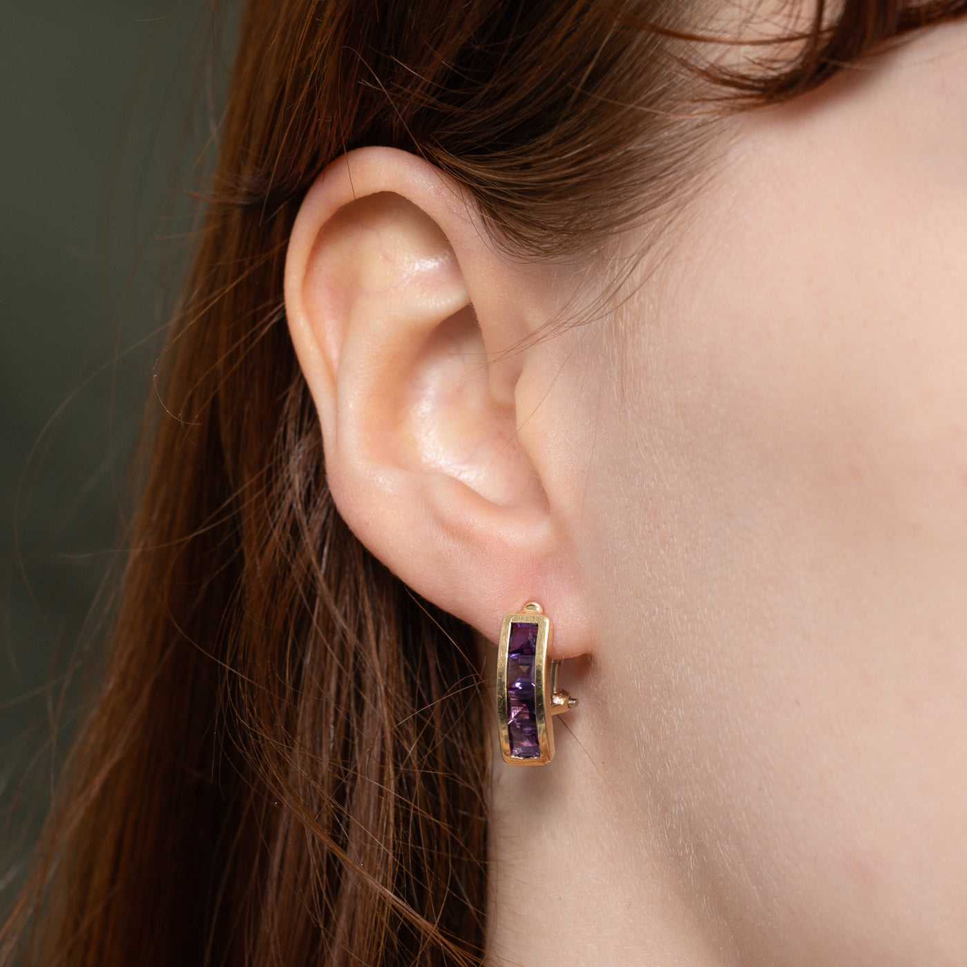 Channel Set Amethyst Column Stud Earrings | 1.00ctw