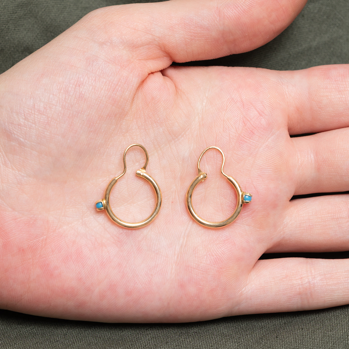 Imitation Turquoise Hoop Earrings | 0.20ctw