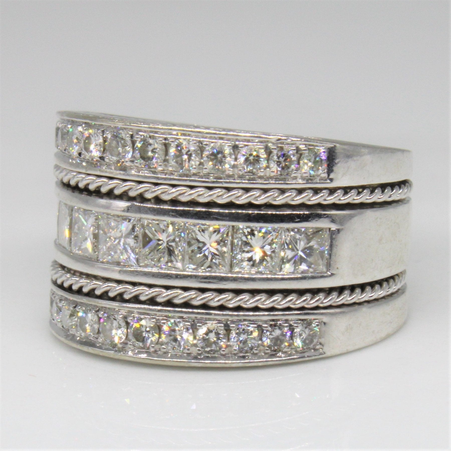 'Mark Lash' Diamond Three Tier Channel Set Ring | 2.00ctw | SZ 7.25 | - 100 Ways