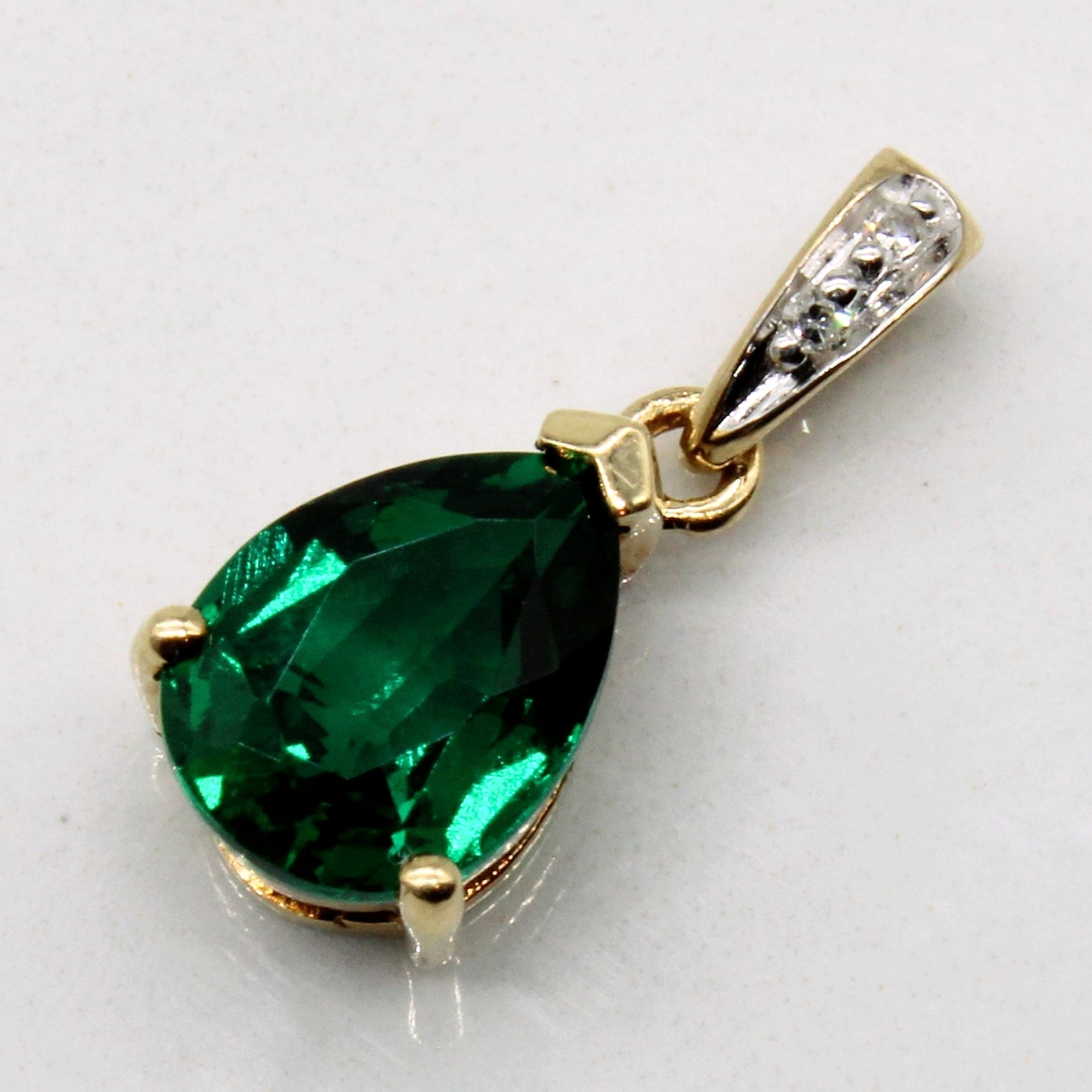 'Michael Hill' Synthetic Emerald & Diamond Pendant | 0.85ct, 0.01ctw | - 100 Ways
