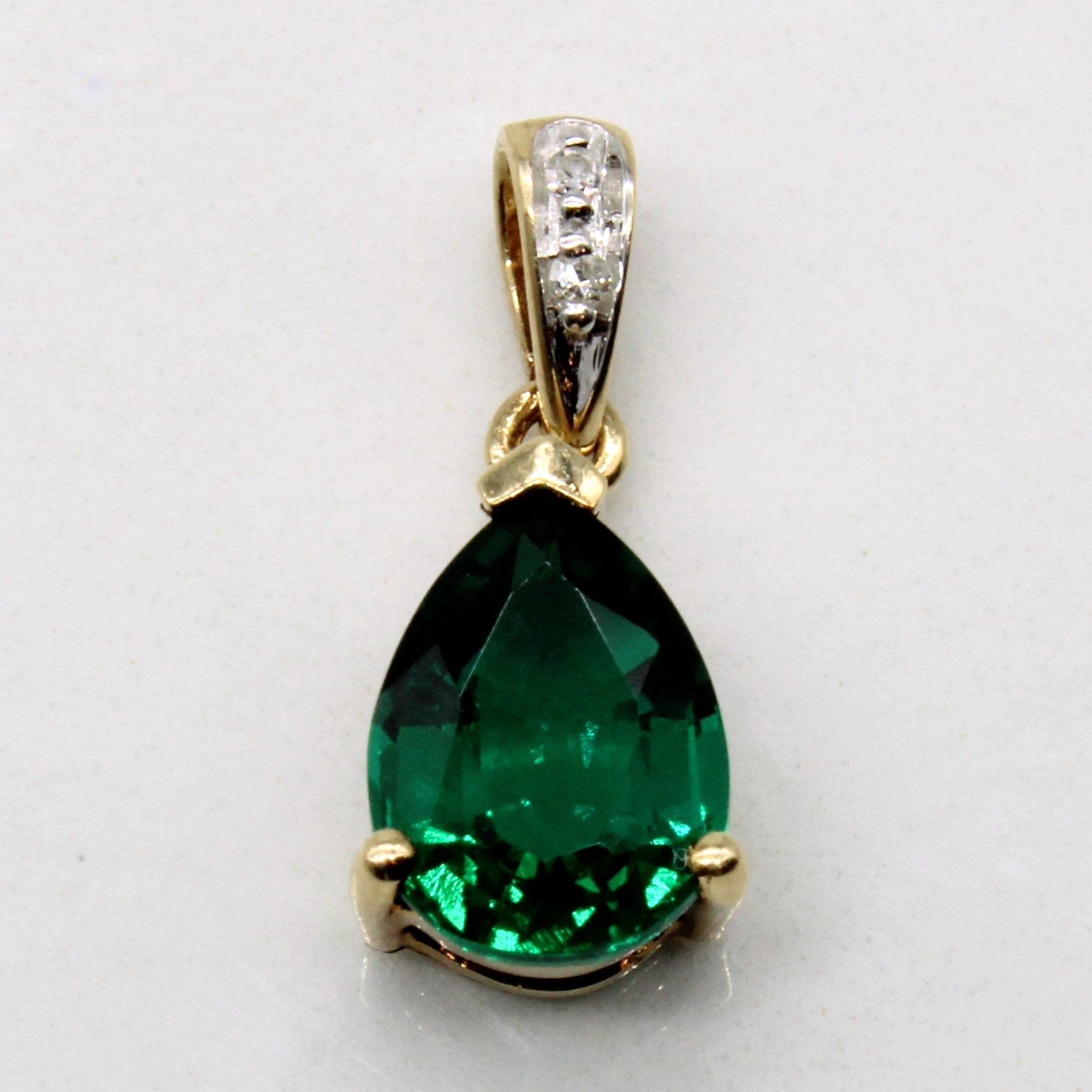 'Michael Hill' Synthetic Emerald & Diamond Pendant | 0.85ct, 0.01ctw | - 100 Ways