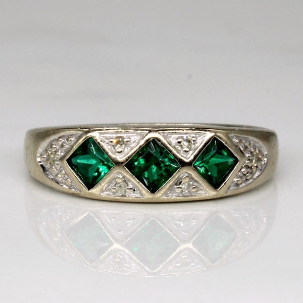'Michael Hill' Synthetic Emerald & Diamond Ring | 0.36ctw, 0.03ctw | SZ 7.25 |