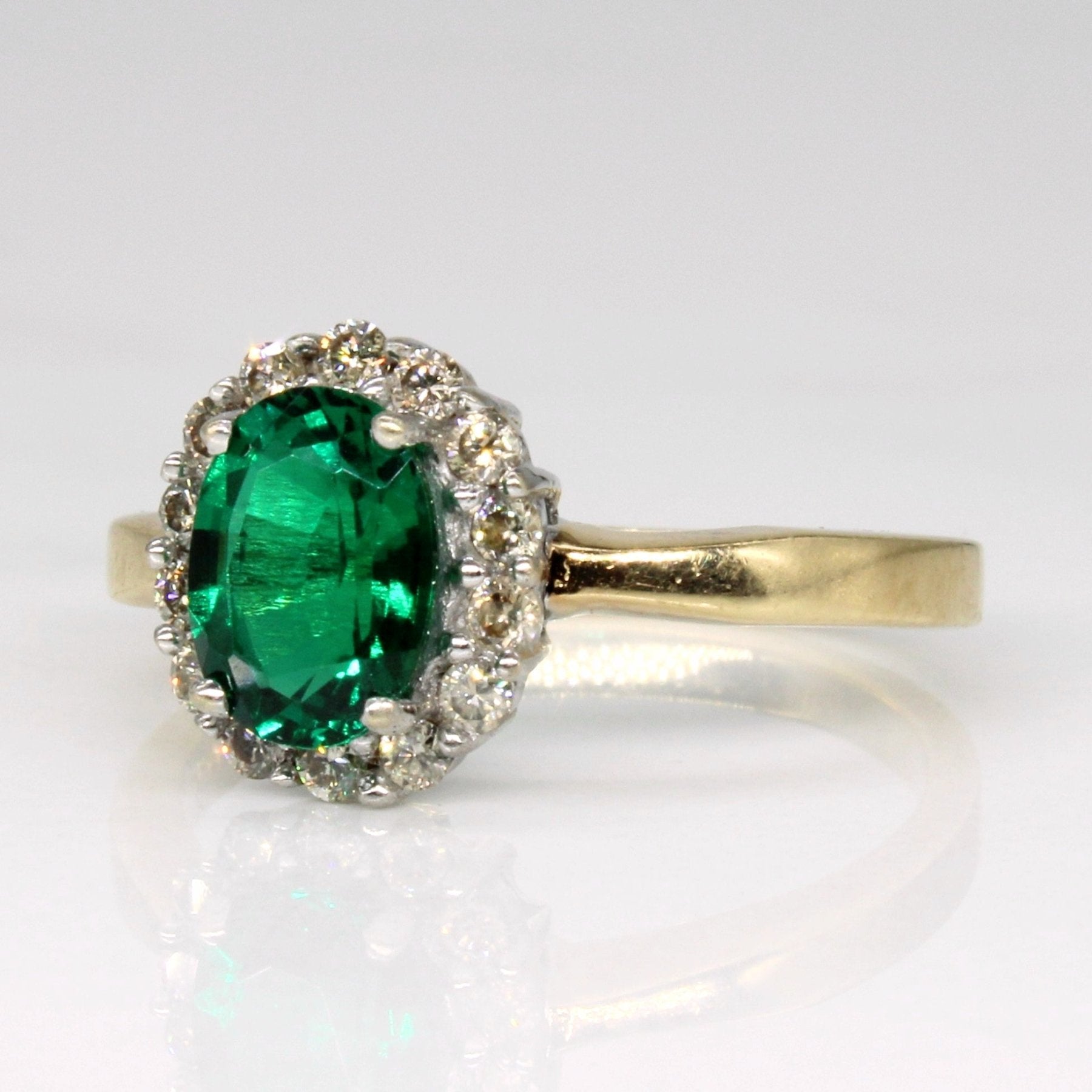 'Michael Hill' Synthetic Emerald & Diamond Ring | 0.93ct, 0.28ctw | SZ 7.25 | - 100 Ways