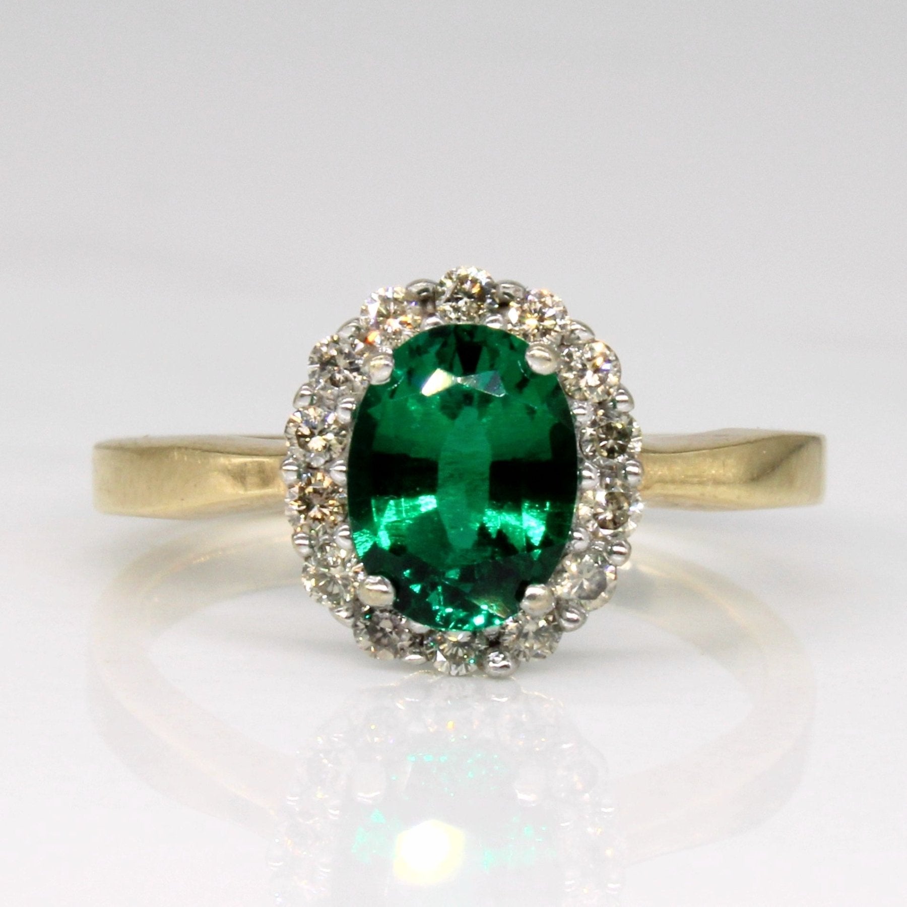 'Michael Hill' Synthetic Emerald & Diamond Ring | 0.93ct, 0.28ctw | SZ 7.25 | - 100 Ways