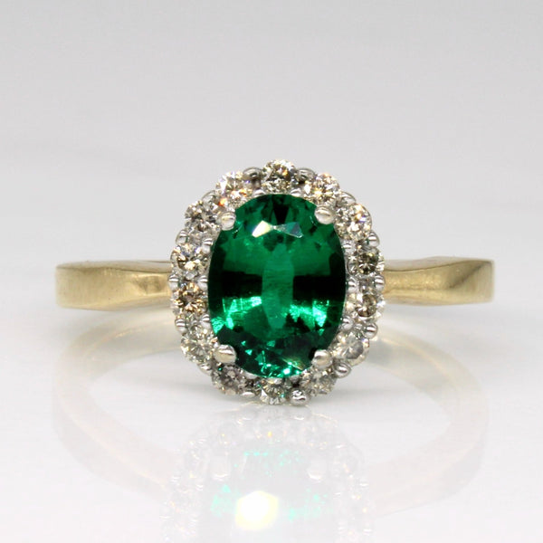 'Michael Hill' Synthetic Emerald & Diamond Ring | 0.93ct, 0.28ctw | SZ 7.25 |
