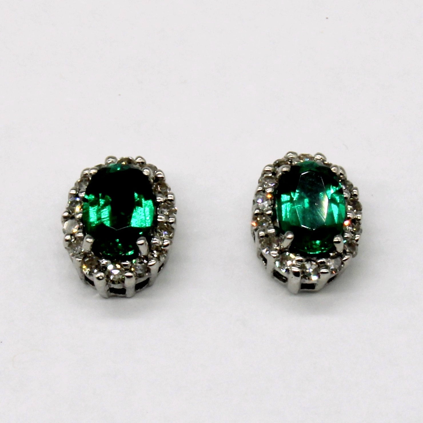 'Michael Hill' Synthetic Emerald & Diamond Stud Earrings | 1.00ctw, 0.28ctw | - 100 Ways