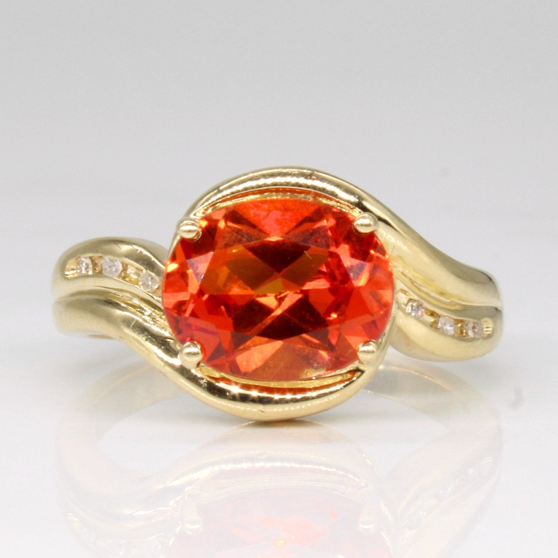 'Michael Hill' Synthetic Orange Sapphire & Diamond Cocktail Ring | 3.00ct, 0.03ctw | SZ 7 | - 100 Ways