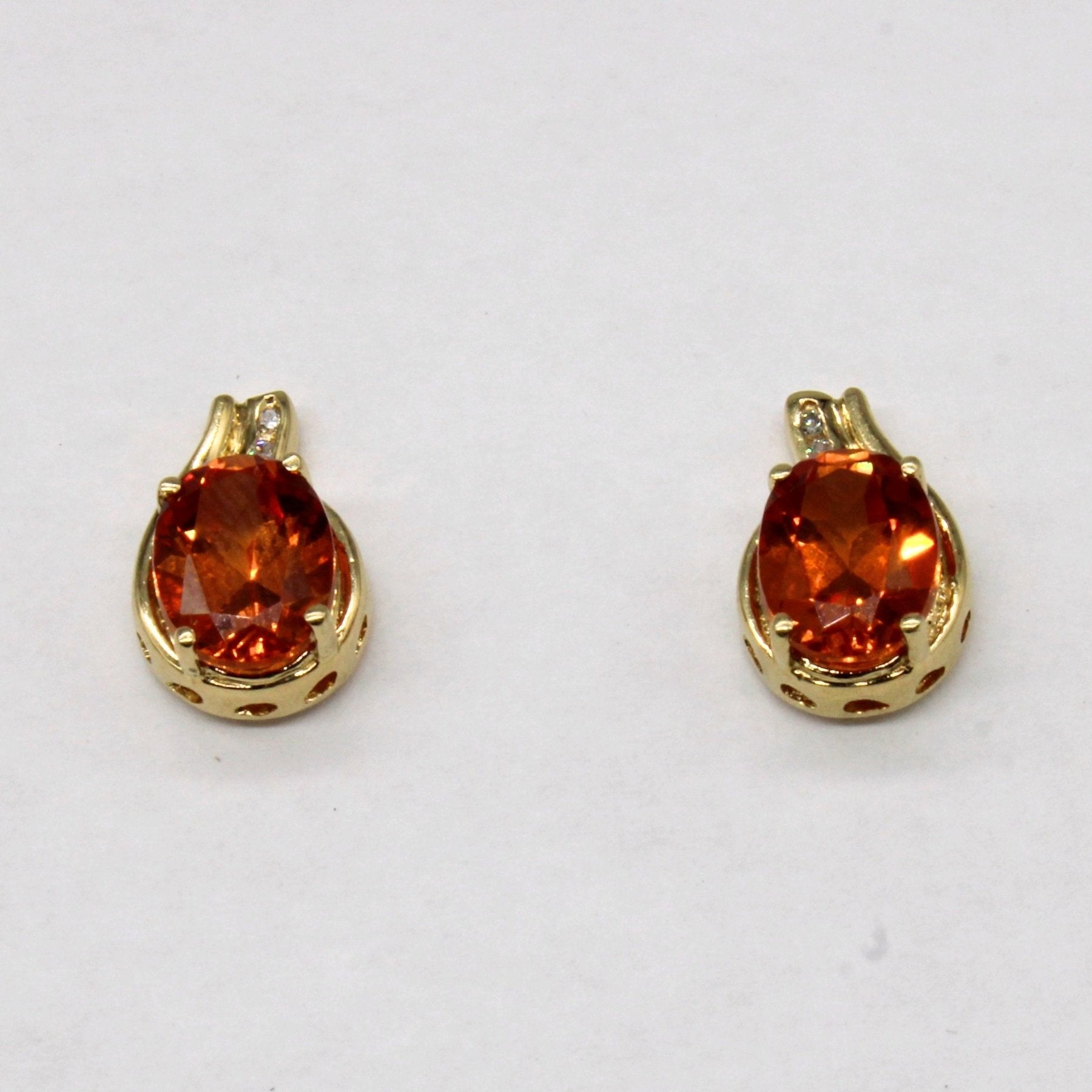 'Michael Hill' Synthetic Orange Sapphire & Diamond Earrings | 3.30ctw, 0.02ctw | - 100 Ways
