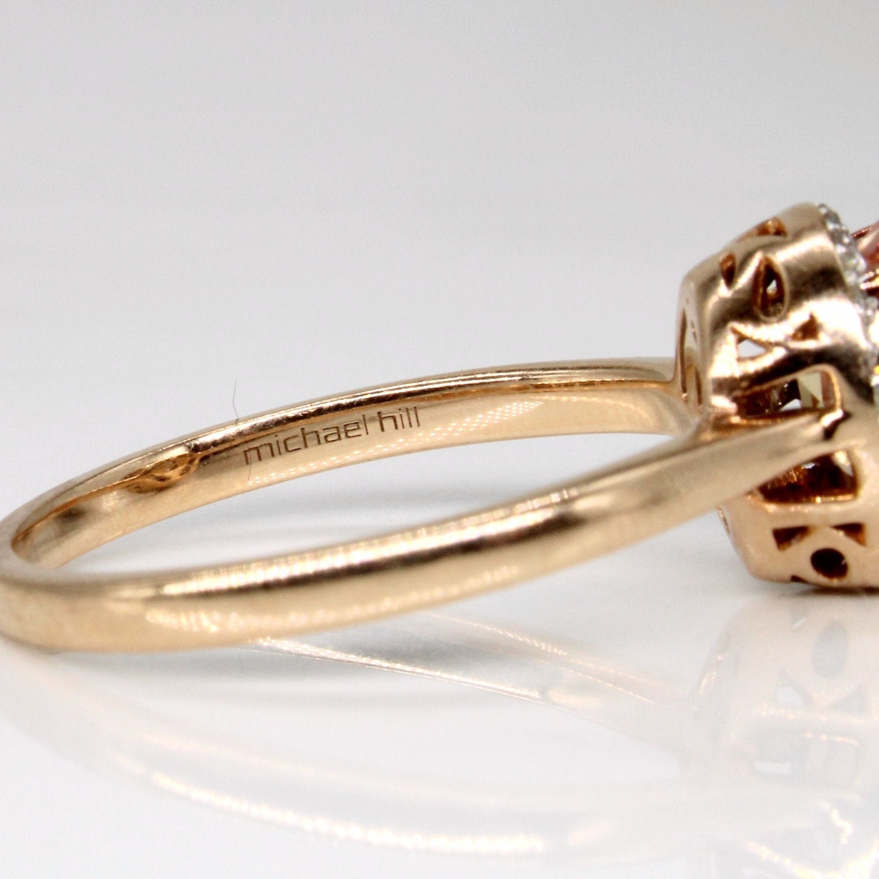 'Michael Hill' Synthetic Peach Sapphire & Diamond Cocktail Ring | 2.25ct, 0.10ctw | SZ 9.25 | - 100 Ways