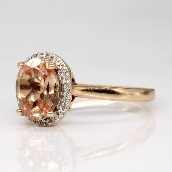 'Michael Hill' Synthetic Peach Sapphire & Diamond Cocktail Ring | 2.25ct, 0.10ctw | SZ 9.25 |