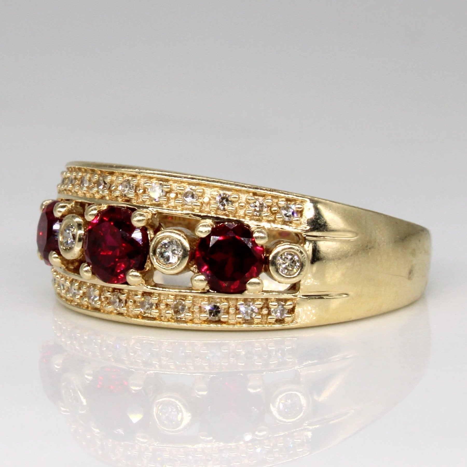 'Michael Hill' Synthetic Ruby & Diamond Ring | 0.70ctw, 0.12ctw | SZ 7.25 | - 100 Ways