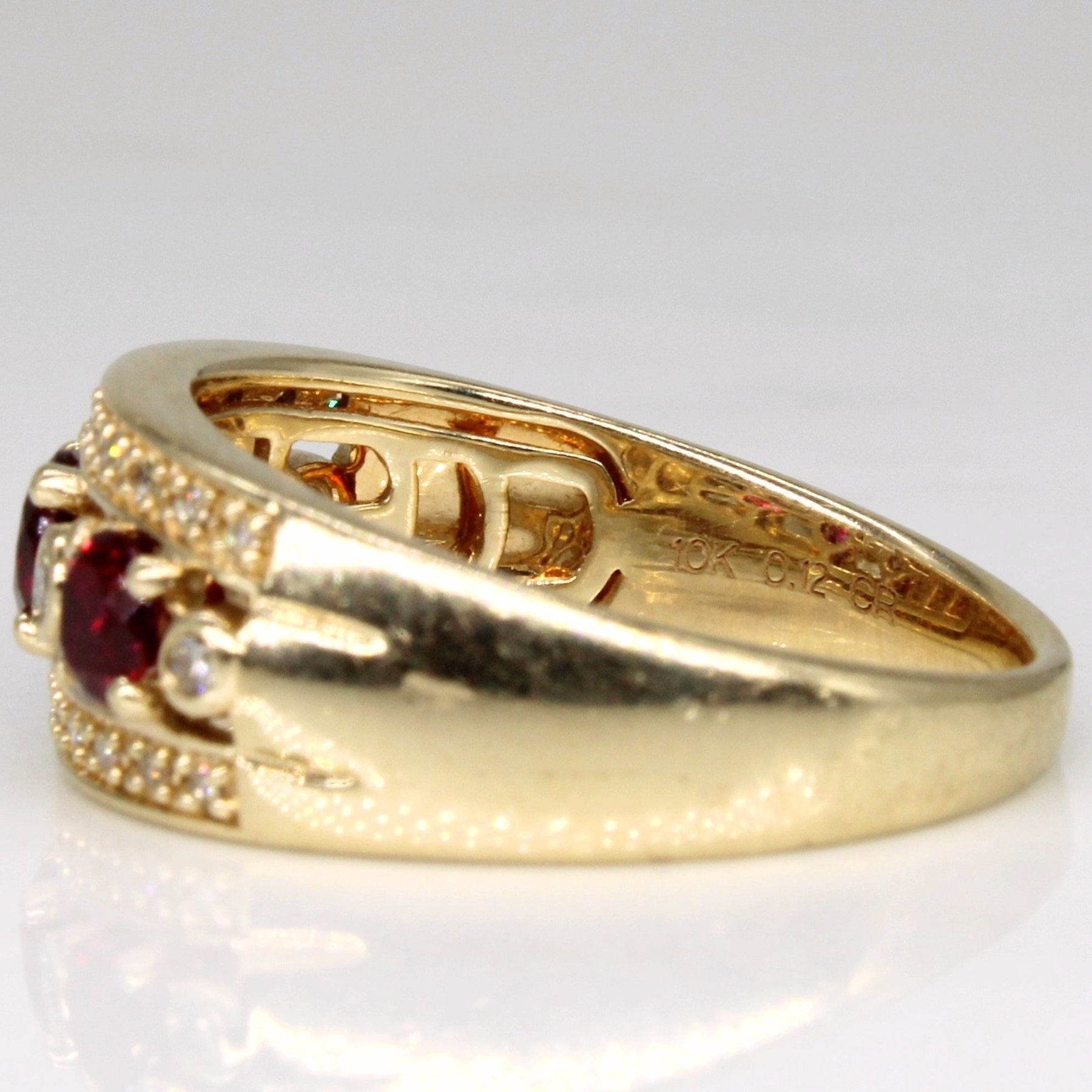 'Michael Hill' Synthetic Ruby & Diamond Ring | 0.70ctw, 0.12ctw | SZ 7.25 | - 100 Ways