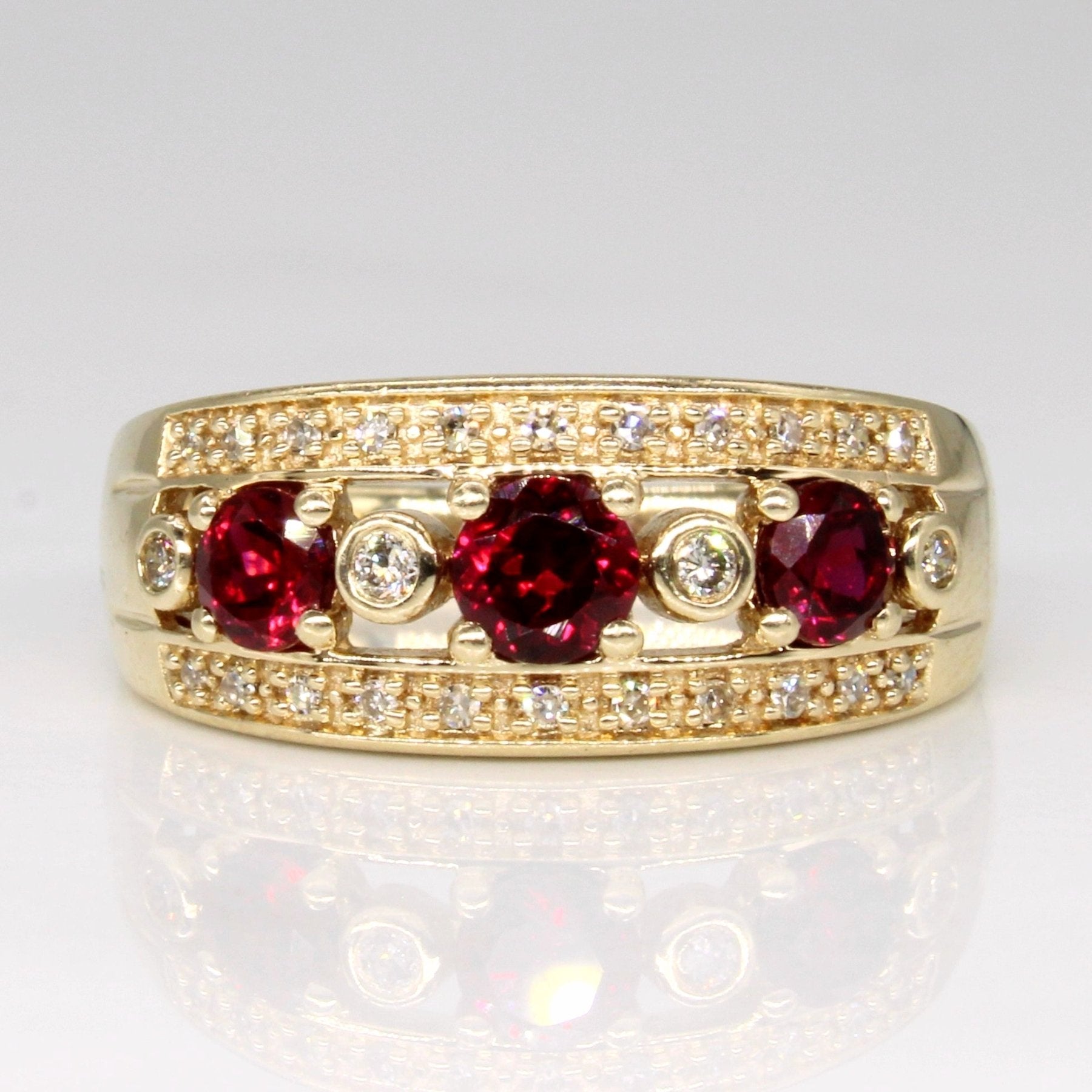 'Michael Hill' Synthetic Ruby & Diamond Ring | 0.70ctw, 0.12ctw | SZ 7.25 | - 100 Ways
