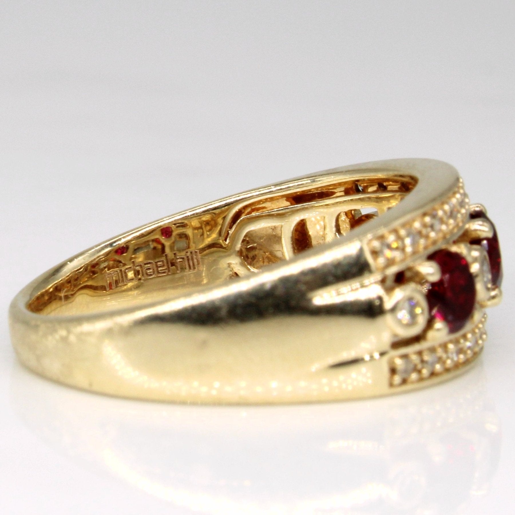 'Michael Hill' Synthetic Ruby & Diamond Ring | 0.70ctw, 0.12ctw | SZ 7.25 | - 100 Ways