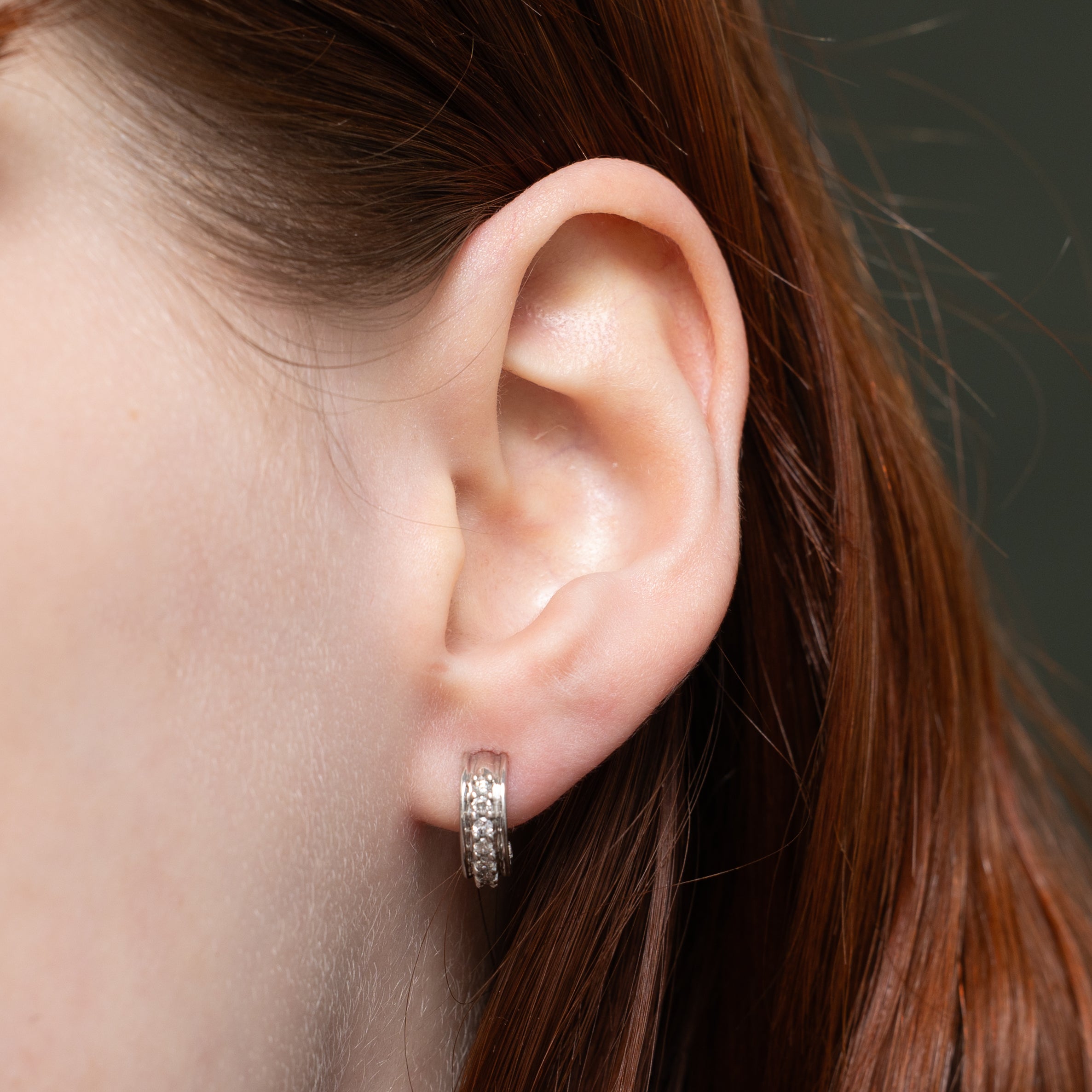Diamond Grooved Half Huggie Earrings | 0.21ctw