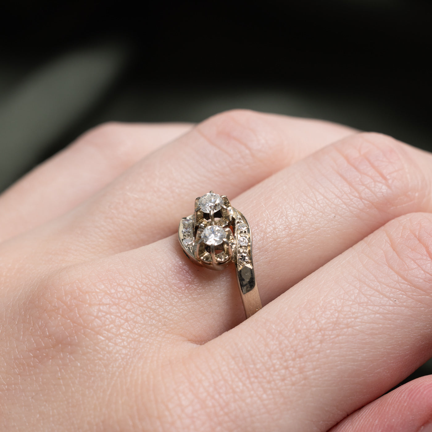 Illusion Set Diamond Bypass Ring | 0.35ctw | SZ 7.25 |