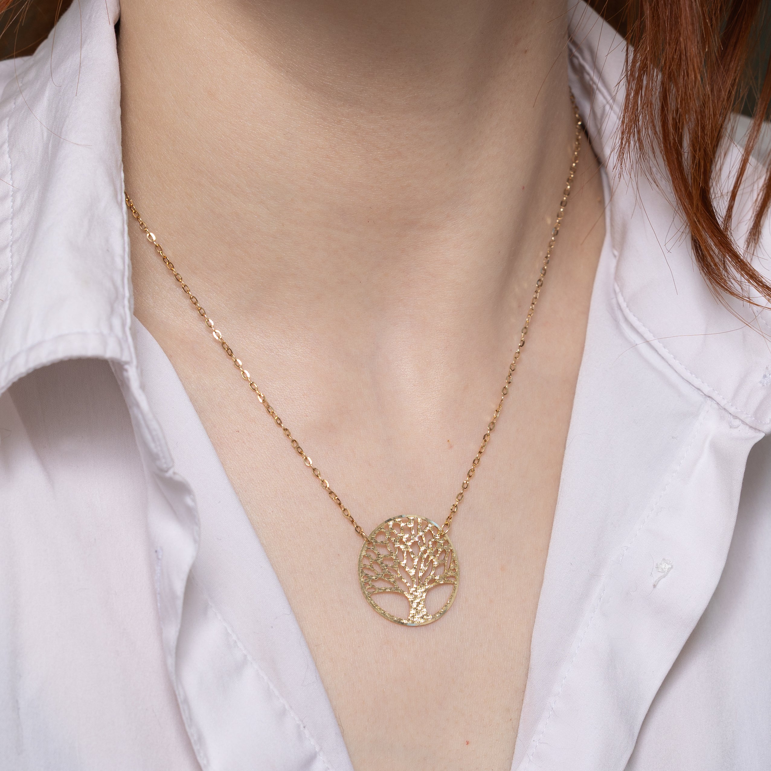 14k Yellow Gold Tree of Life Pendant Necklace | 18"