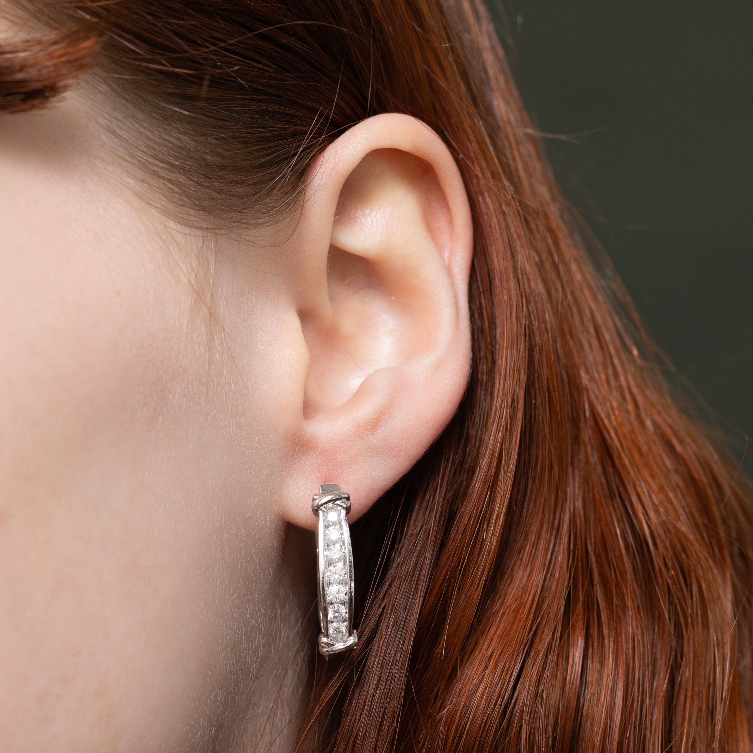 Channel Set Diamond Hoop Earrings | 0.90ctw