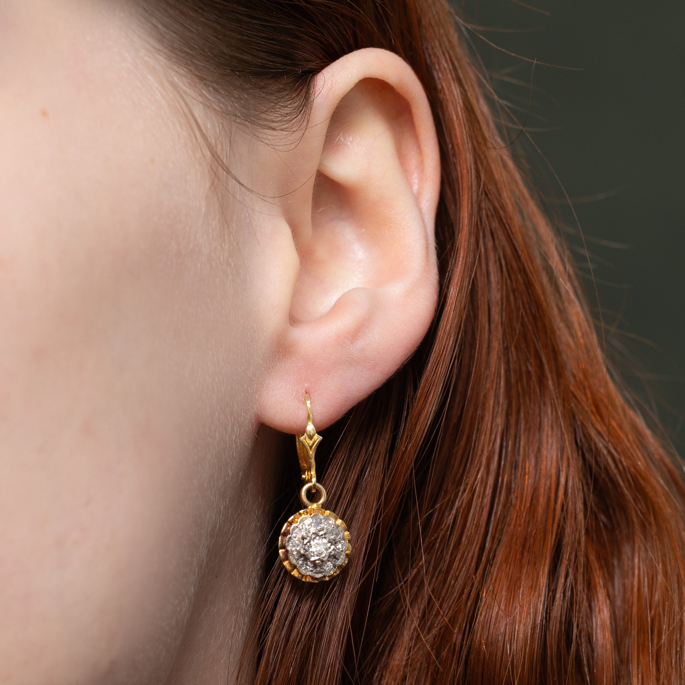 Diamond Halo Scalloped Drop Earrings | 0.29ctw