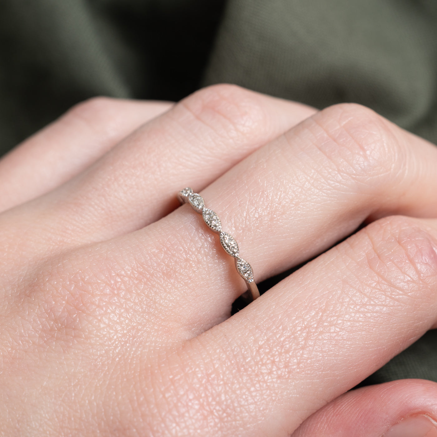 Pavé Set Marquise Shaped Diamond Band | 0.07ctw | SZ 6.5 |