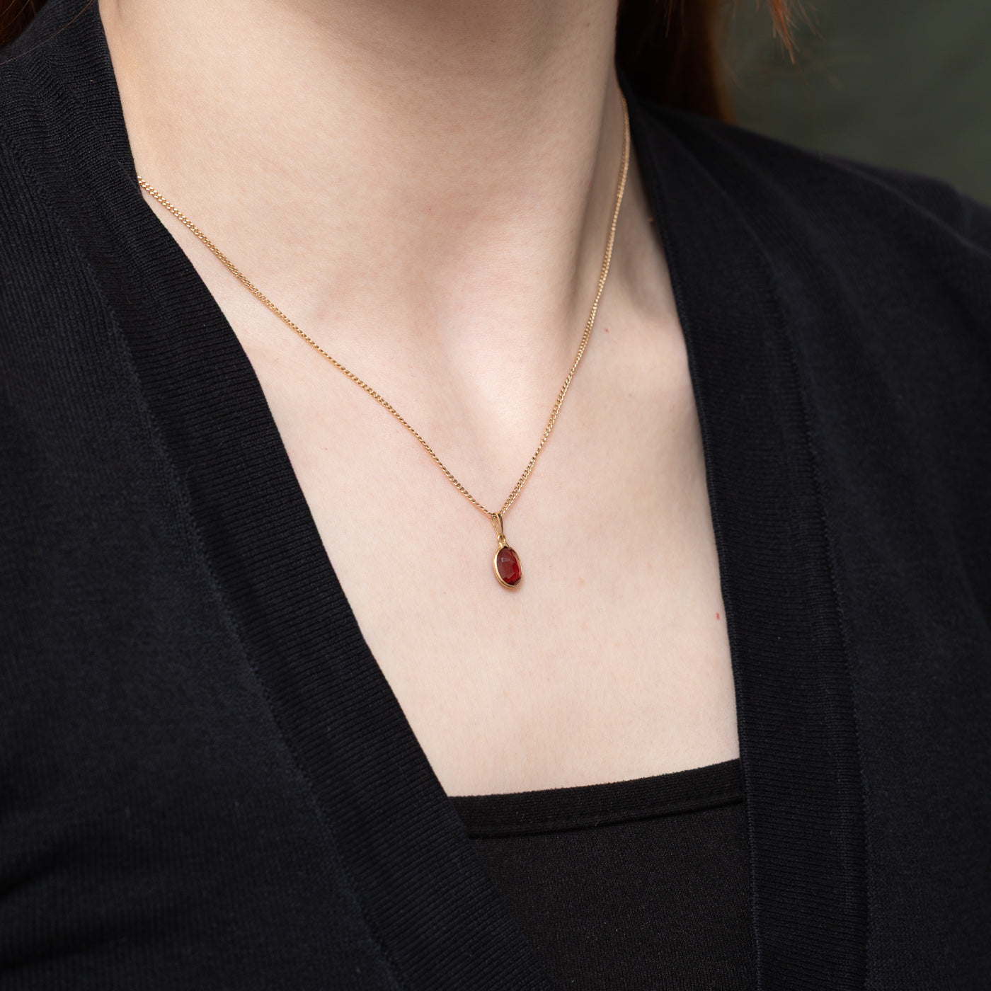 Bezel Set Garnet Pendant