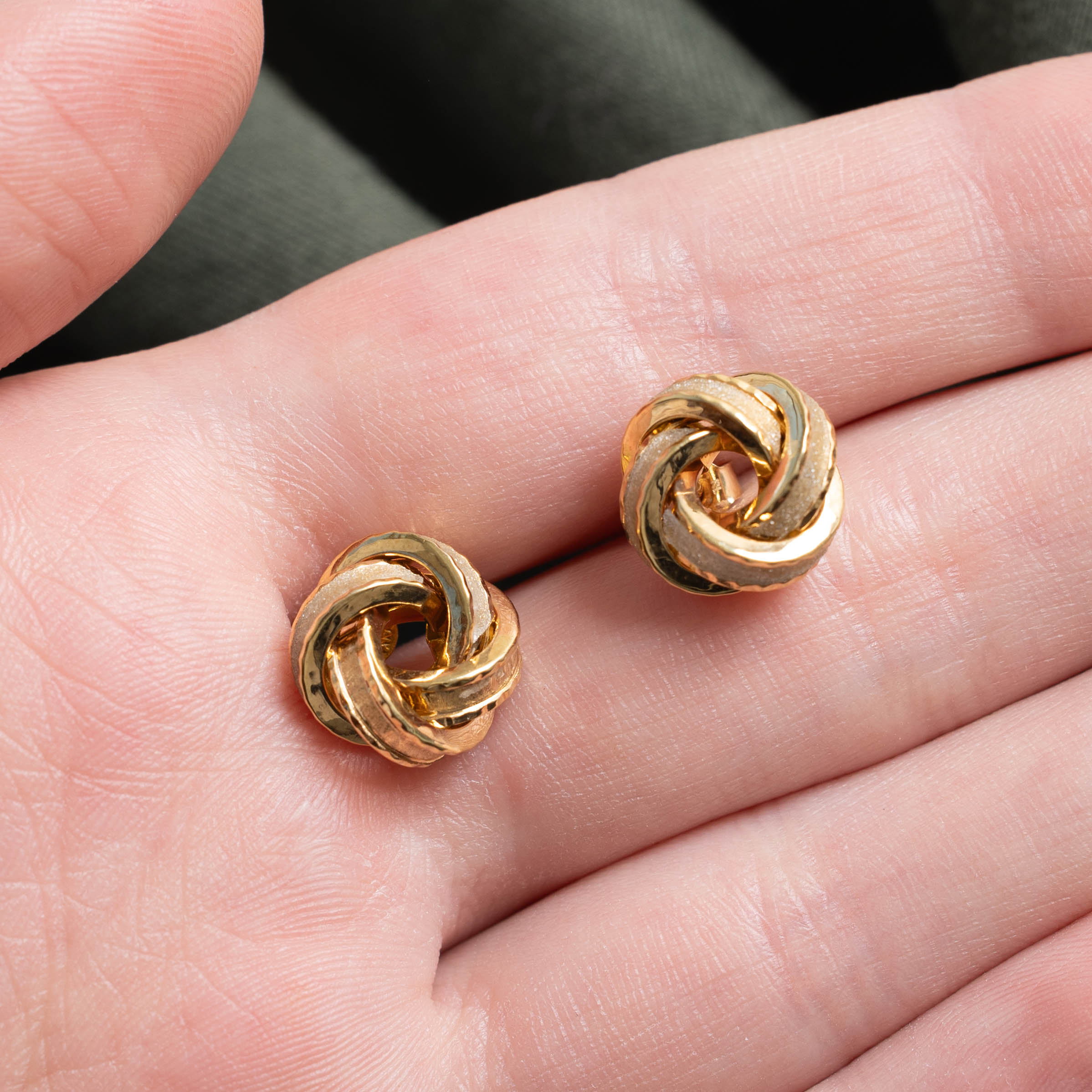 14k Two Tone Knot Earrings