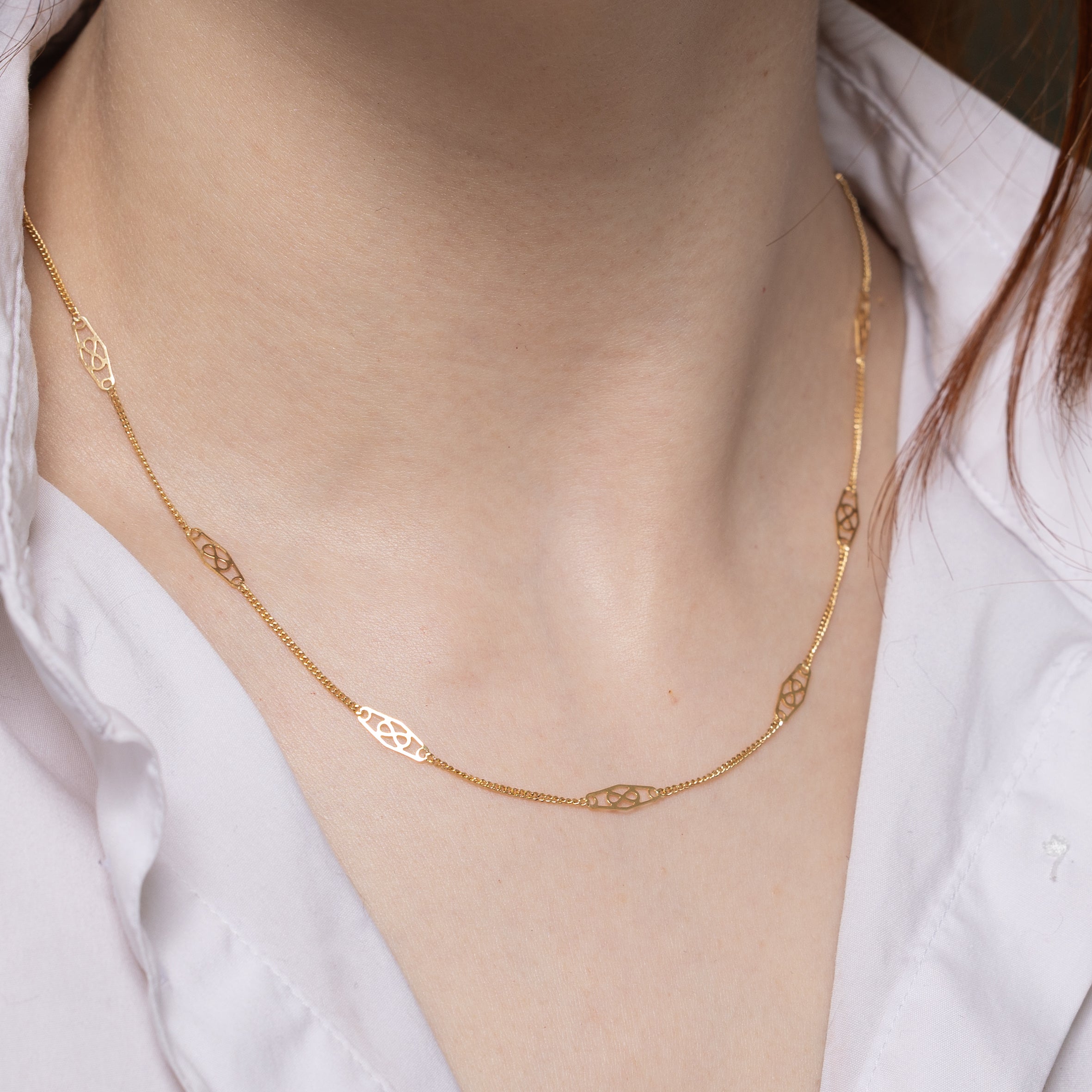 Retro Italian 18k Yellow Gold Filigree Chain | 17.5"