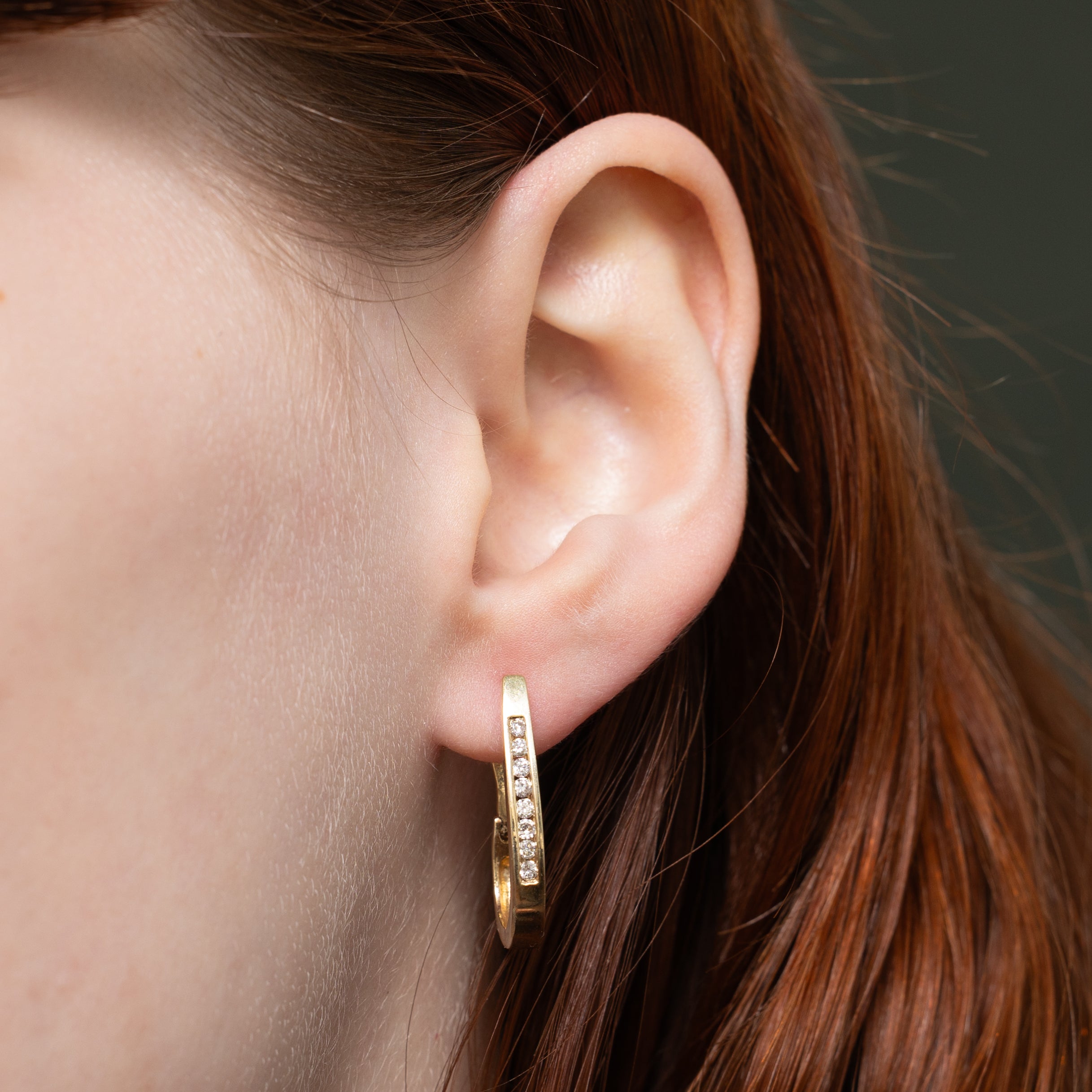 Channel Set Diamond Hoop Earrings | 0.32ctw