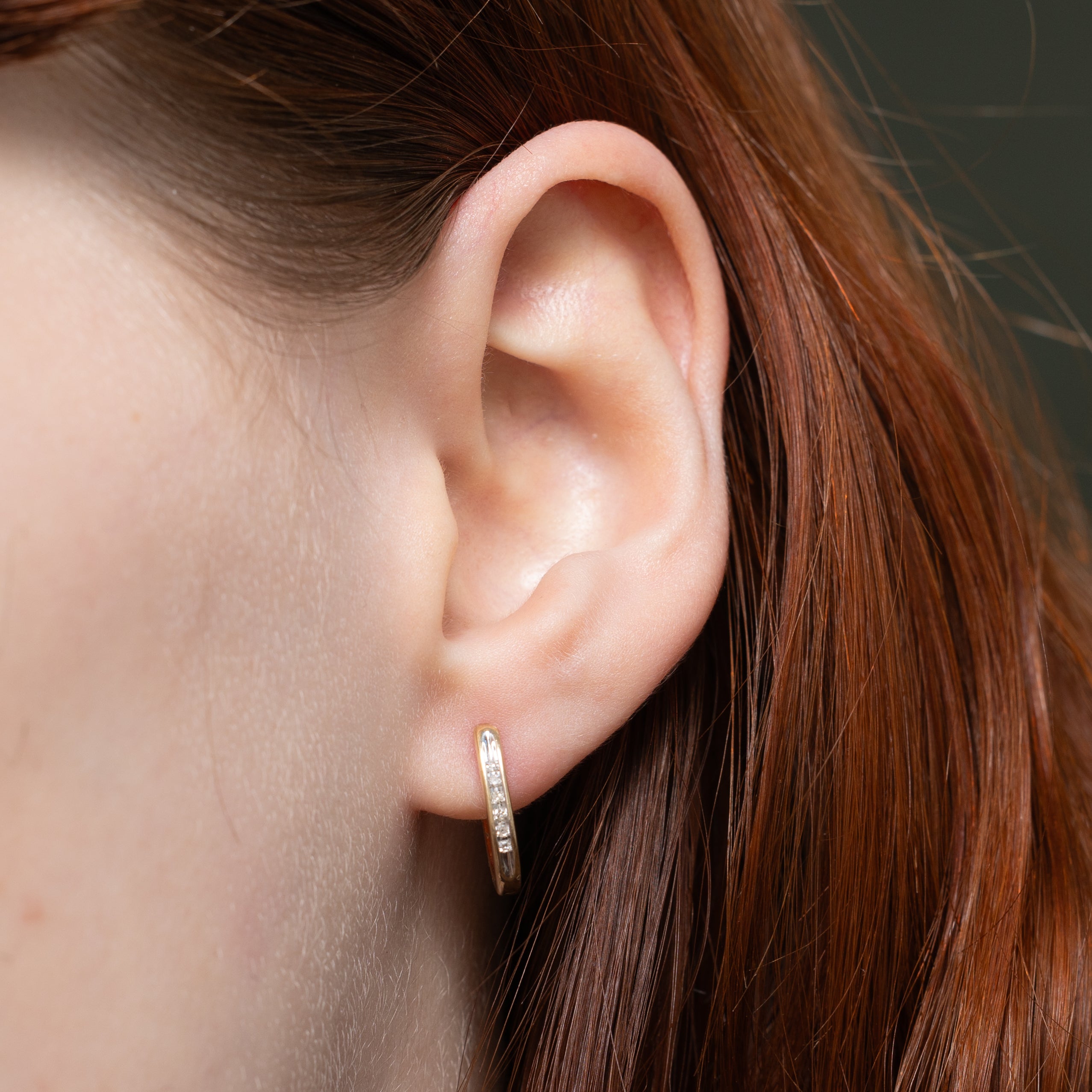 Channel Set Diamond Huggie Earrings | 0.06ctw