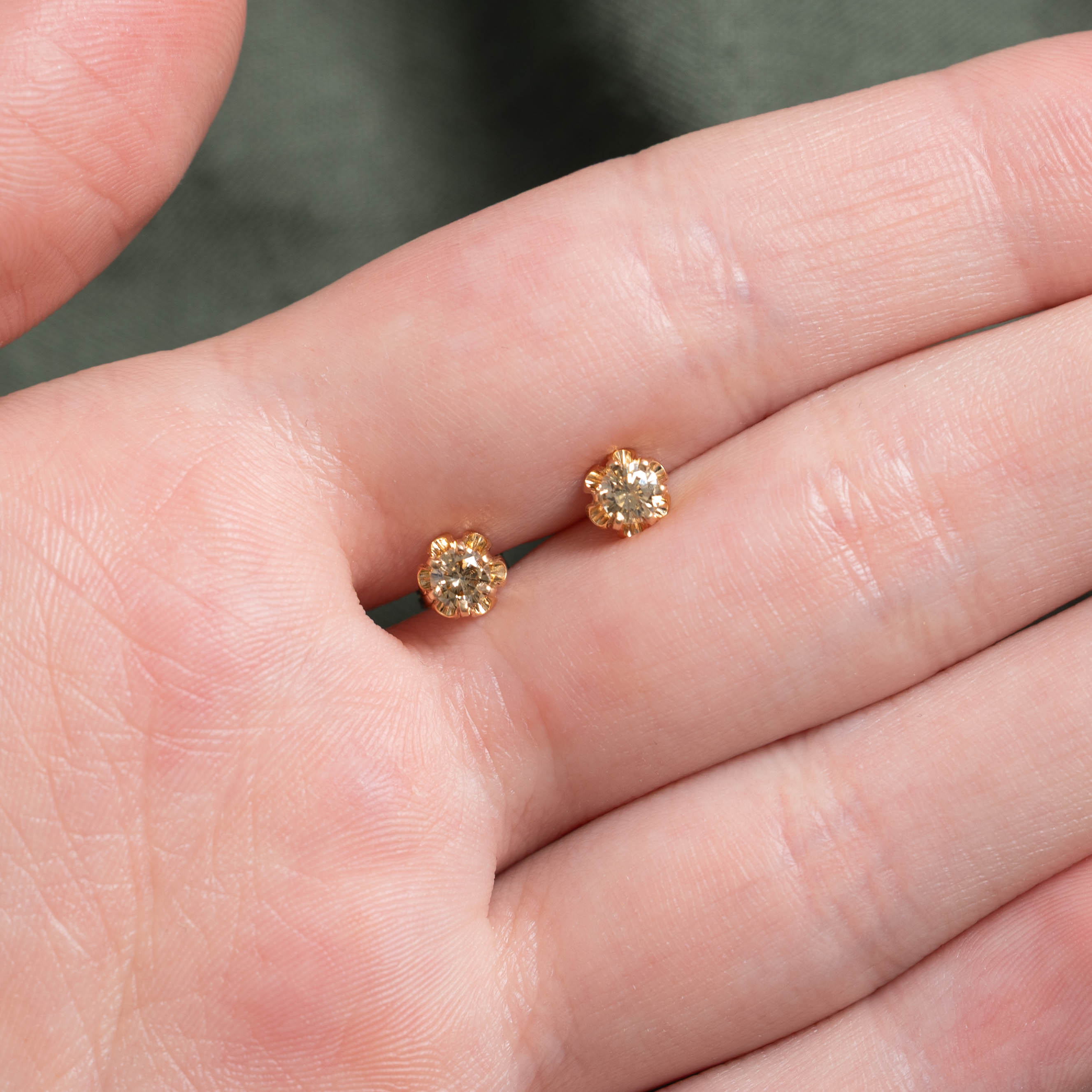 14k Basket Set Diamond Studs | 0.30ctw