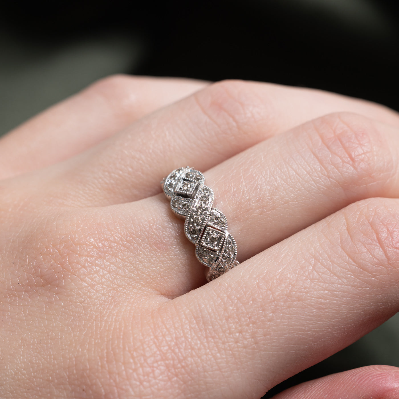 White Gold Diamond Woven Band | 0.25ctw | SZ 6.5 |