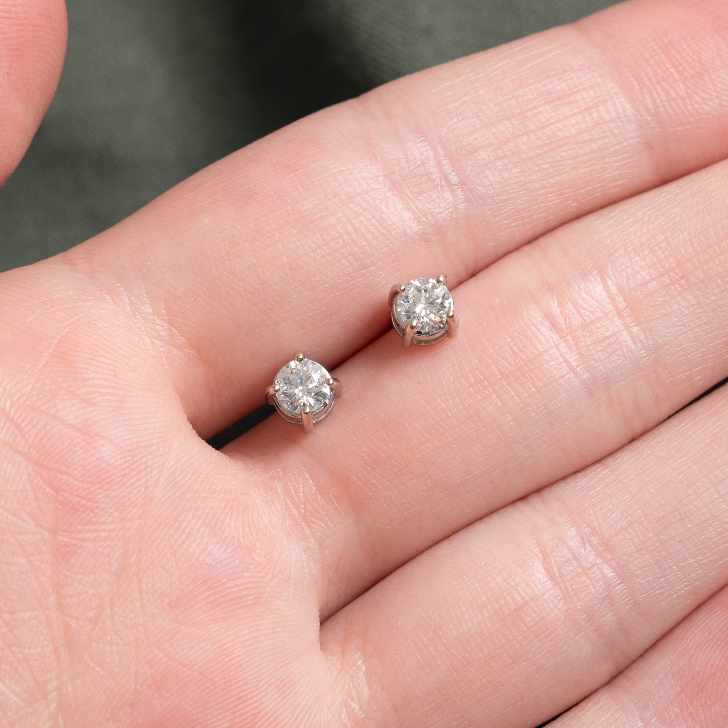 Canadian Diamond Leaf Backed Studs | 0.60ctw SI2 F
