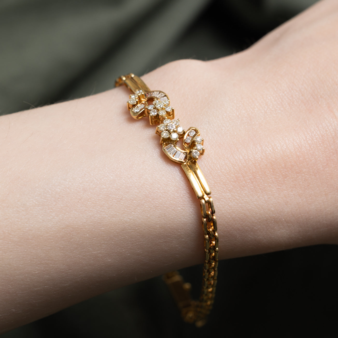 Diamond Cluster Panther Link Bracelet | 0.54ctw | 7.5"